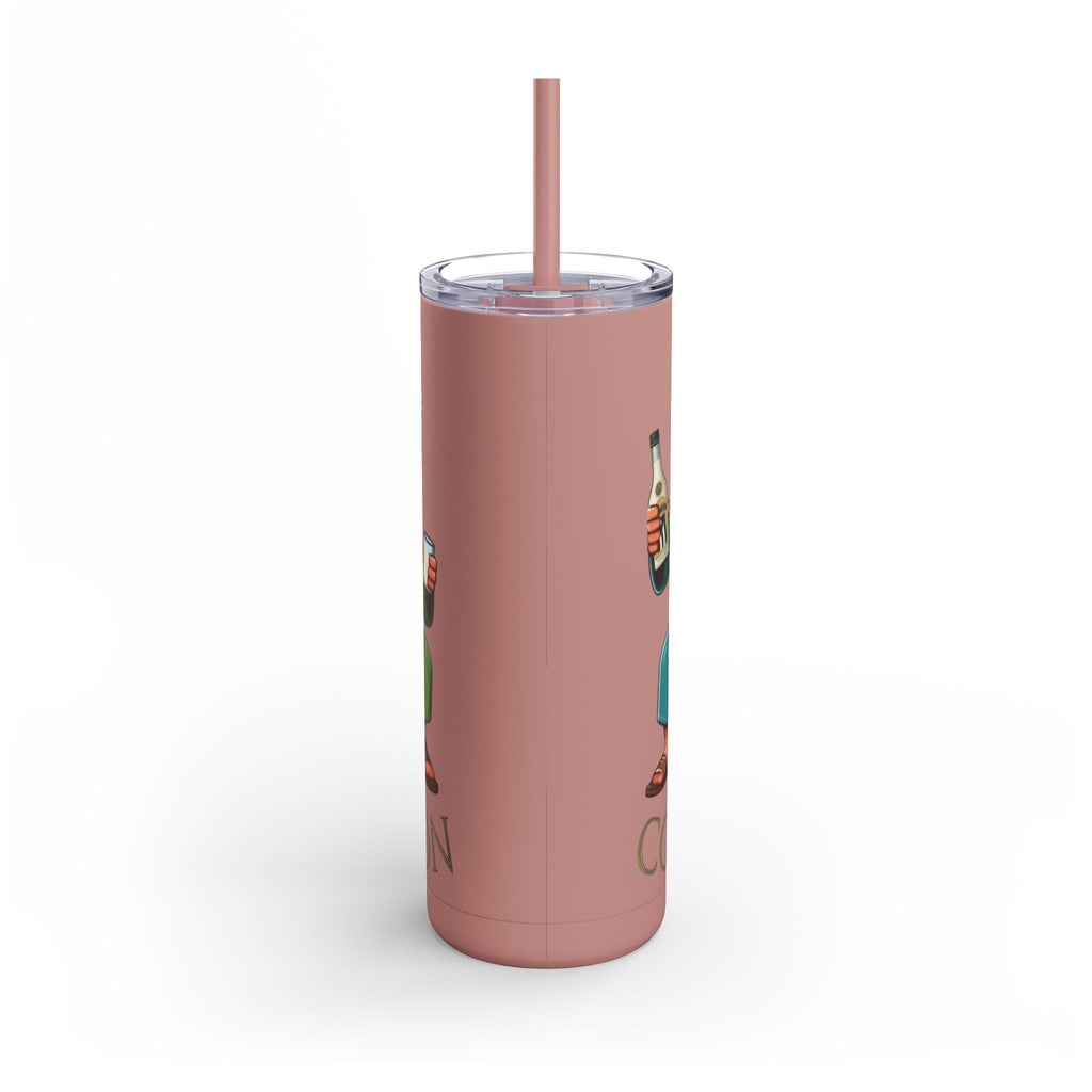 Puerto Rico Traditions Coquito Cute Skinny Matte Drink Cup | Ideal for Parties, Gifts, and Everyday Use | Fun King Design - Metamorphosis Creations
