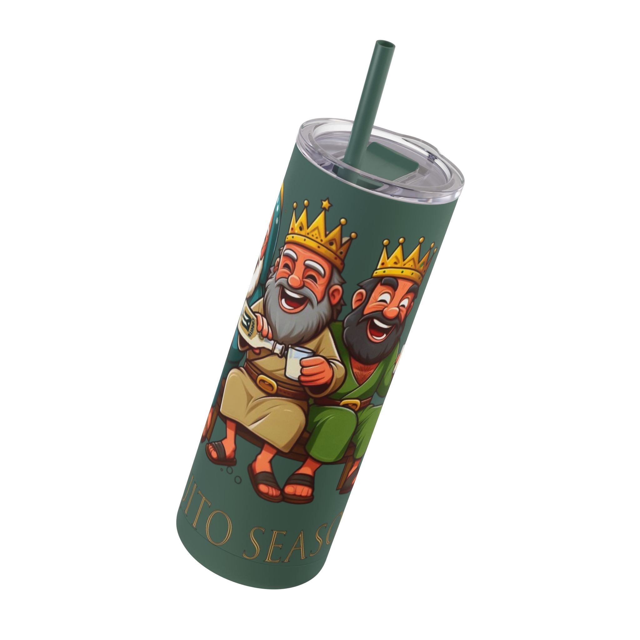 Puerto Rico Traditions Coquito Cute Skinny Matte Drink Cup | Ideal for Parties, Gifts, and Everyday Use | Fun King Design - Metamorphosis Creations