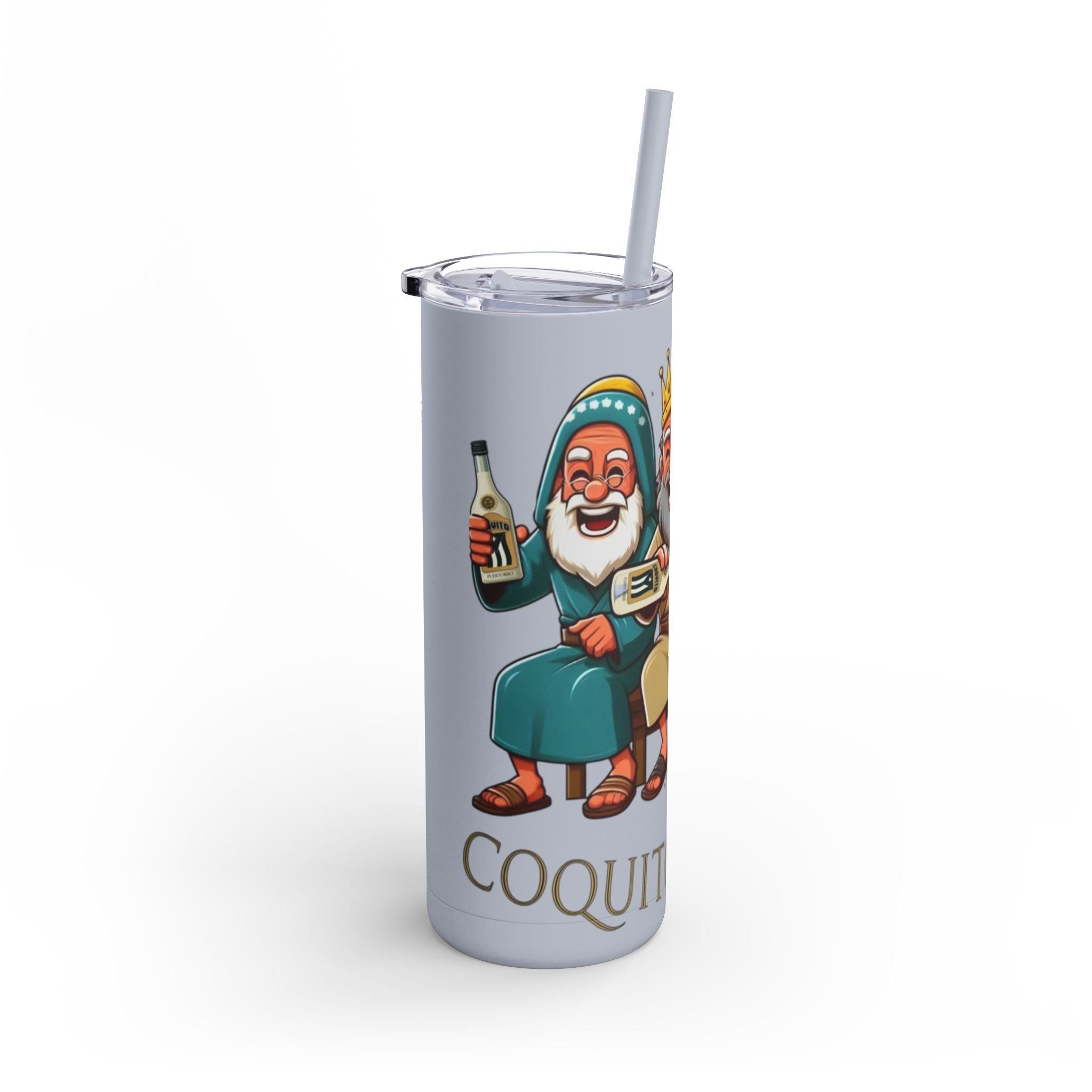 Puerto Rico Traditions Coquito Cute Skinny Matte Drink Cup | Ideal for Parties, Gifts, and Everyday Use | Fun King Design - Metamorphosis Creations