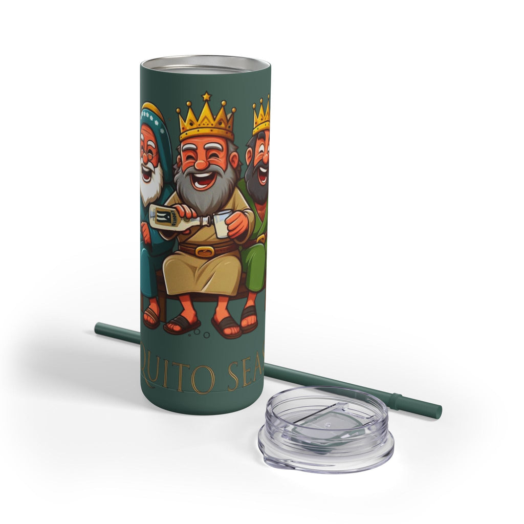 Puerto Rico Traditions Coquito Cute Skinny Matte Drink Cup | Ideal for Parties, Gifts, and Everyday Use | Fun King Design - Metamorphosis Creations