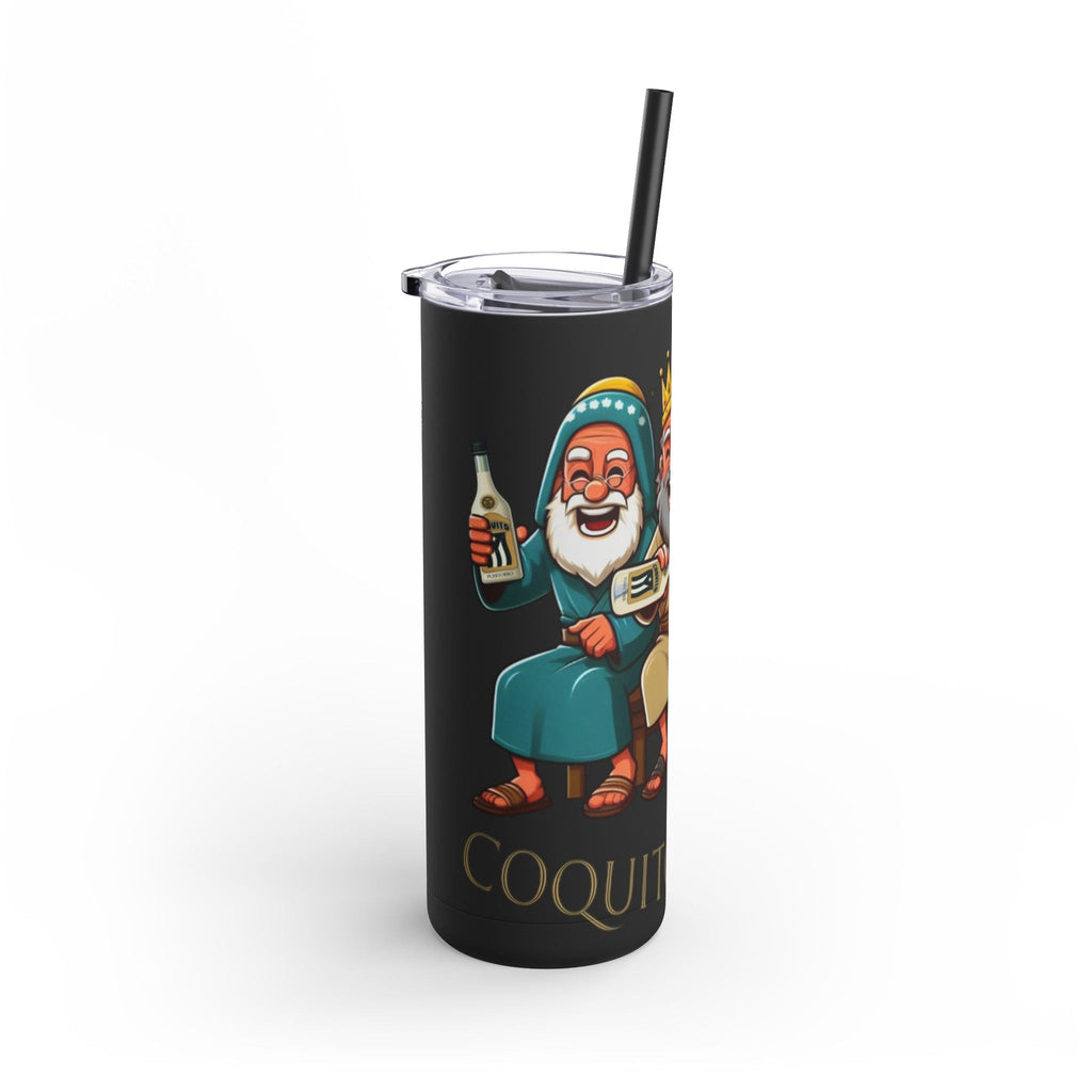 Puerto Rico Traditions Coquito Cute Skinny Matte Drink Cup | Ideal for Parties, Gifts, and Everyday Use | Fun King Design - Metamorphosis Creations