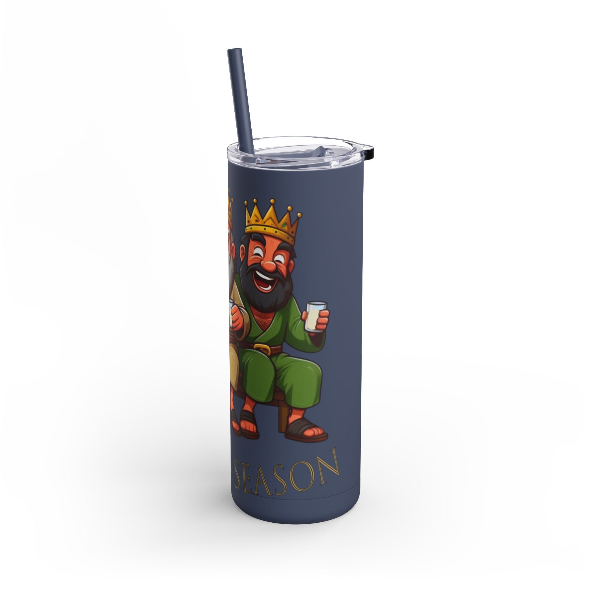 Puerto Rico Traditions Coquito Cute Skinny Matte Drink Cup | Ideal for Parties, Gifts, and Everyday Use | Fun King Design - Metamorphosis Creations