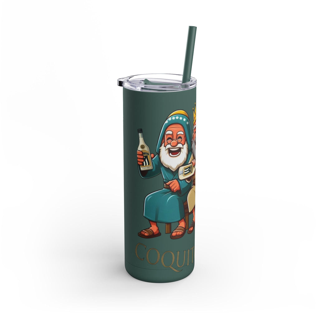 Puerto Rico Traditions Coquito Cute Skinny Matte Drink Cup | Ideal for Parties, Gifts, and Everyday Use | Fun King Design - Metamorphosis Creations