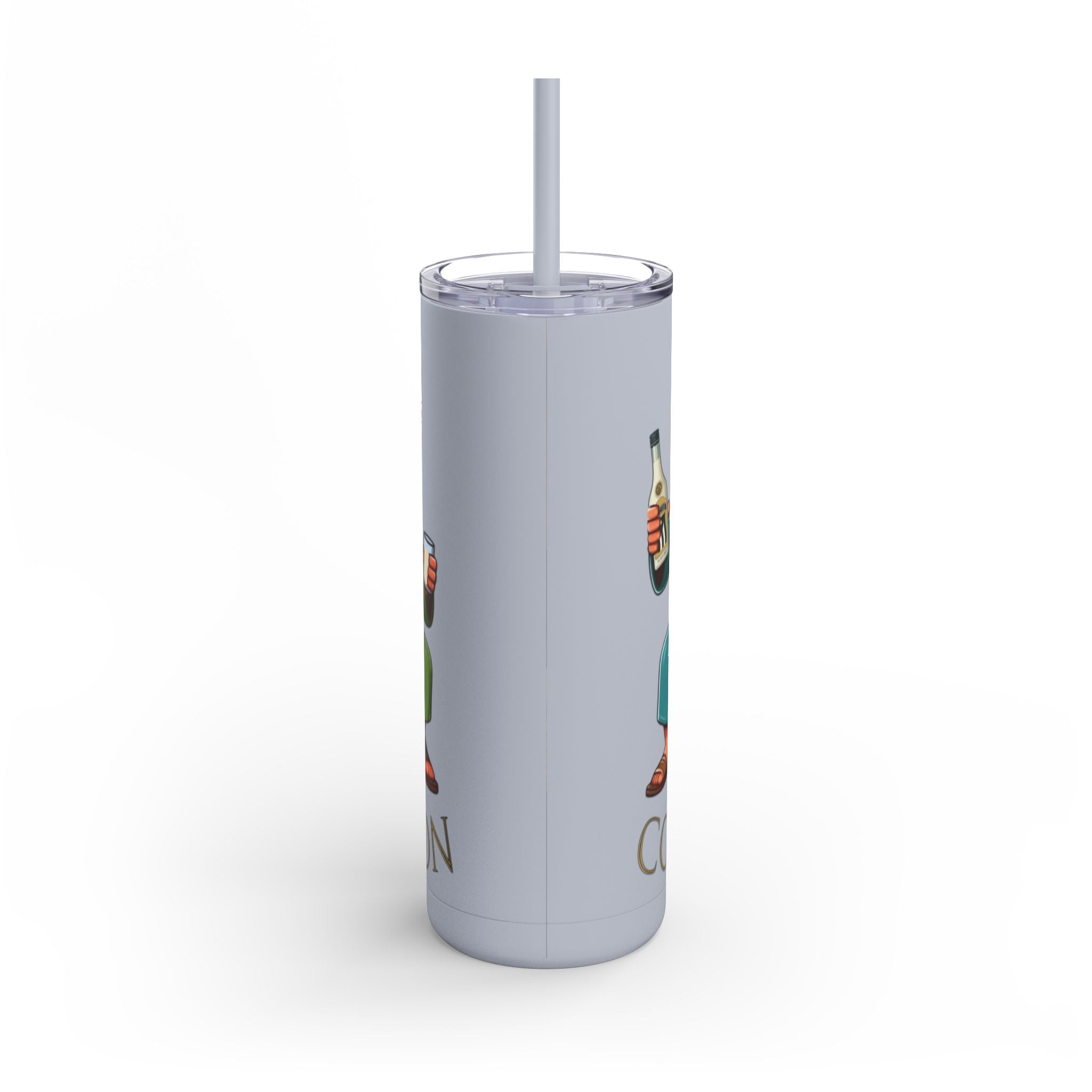 Puerto Rico Traditions Coquito Cute Skinny Matte Drink Cup | Ideal for Parties, Gifts, and Everyday Use | Fun King Design - Metamorphosis Creations