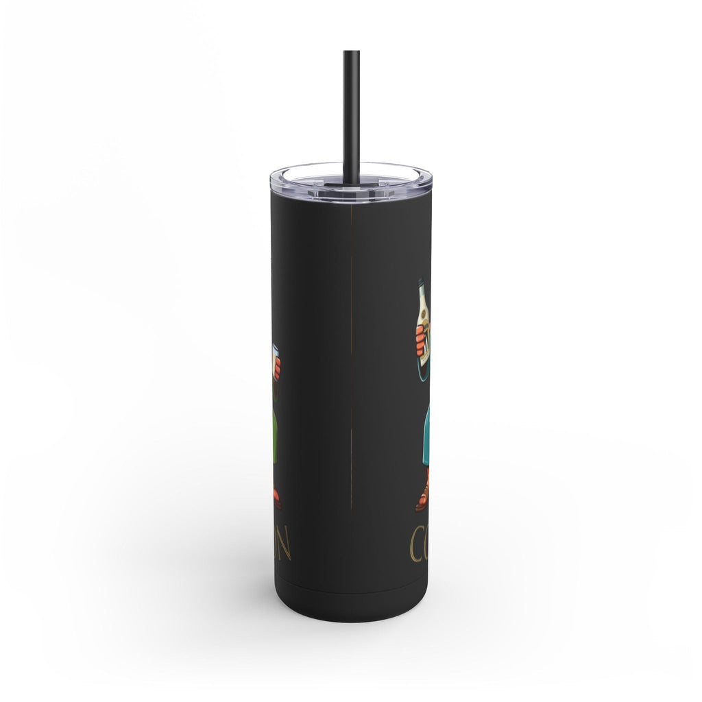 Puerto Rico Traditions Coquito Cute Skinny Matte Drink Cup | Ideal for Parties, Gifts, and Everyday Use | Fun King Design - Metamorphosis Creations
