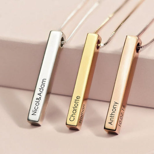 S925 Sterling Silver Couple Name Silver Bar Necklace - Metamorphosis Creations