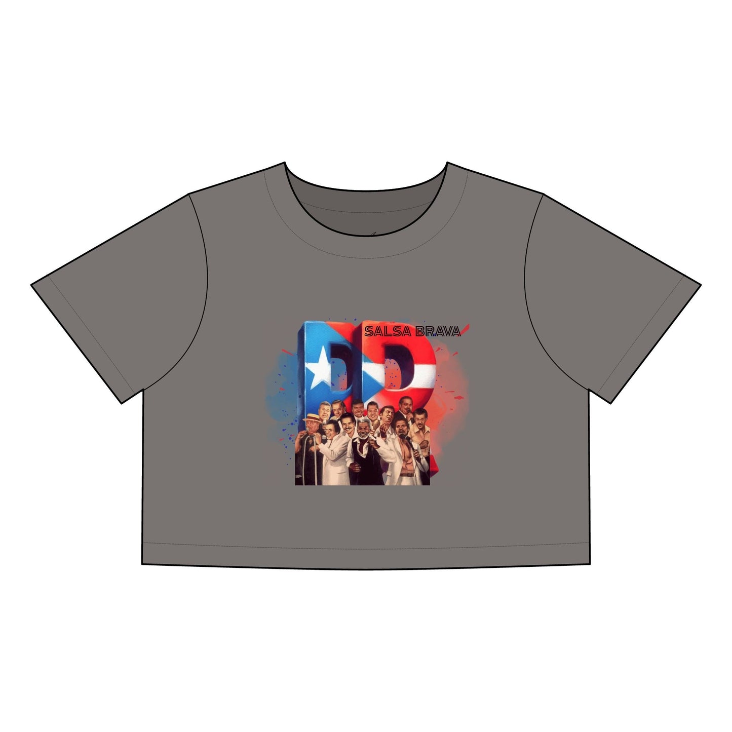 Salsa Brava PR Pride Crop Tee, Women's Faded Crop Top, Casual Summer Tee, Festival Wear, Gift for Texas Lovers - Metamorphosis Creations