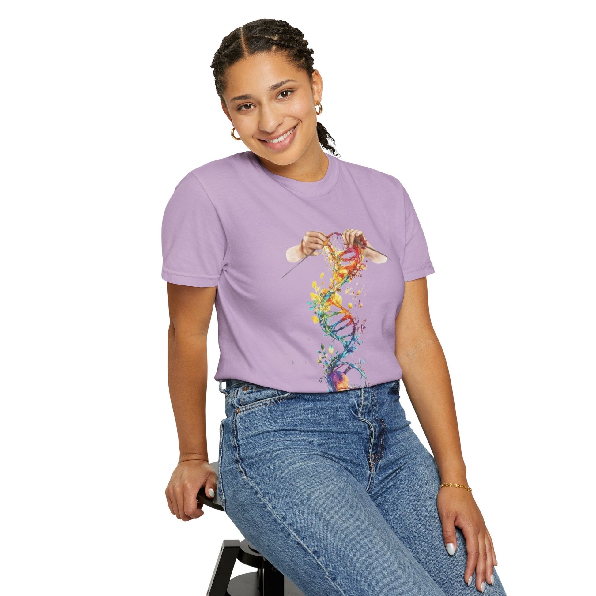 👚 Soft. Stylish. Mom - approved. Order now and gift her something she'll actually wear! Colorful DNA Art Unisex T-shirt, Science Tee, Creative Garment, Gift for Scientists, - Metamorphosis Creations