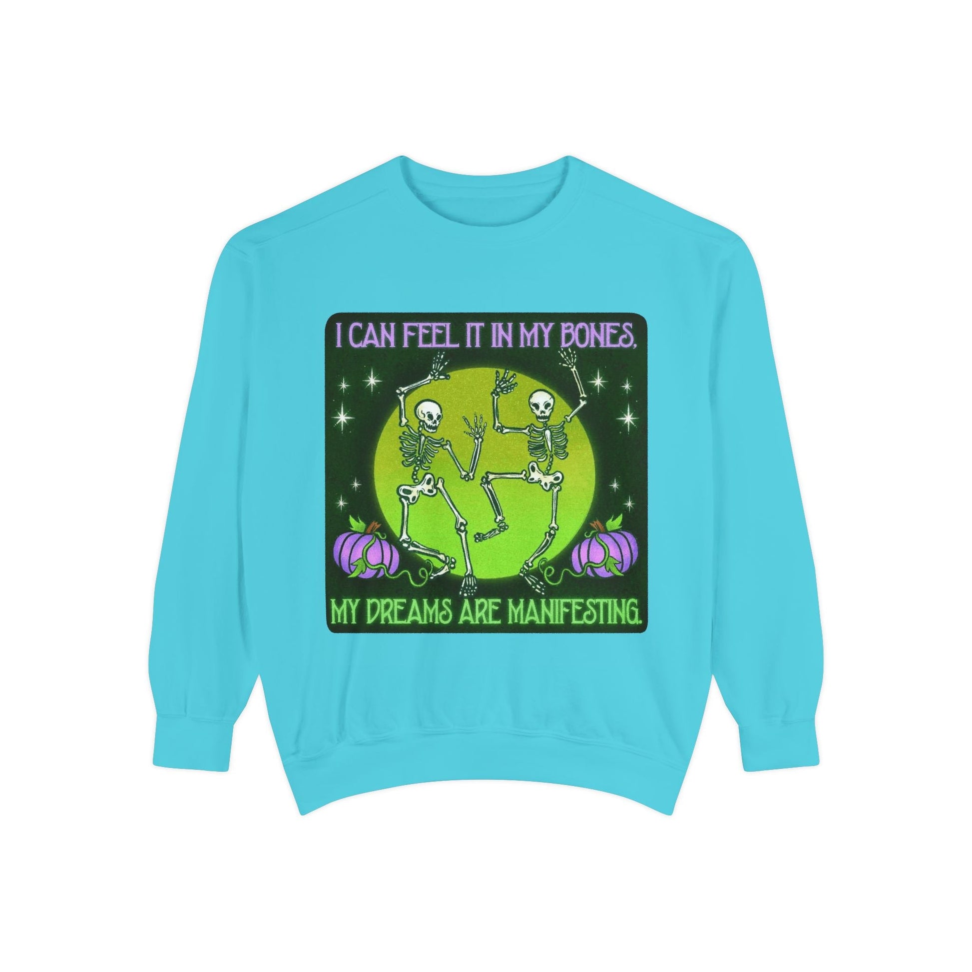 Spooky Manifesting Sweatshirt, Unisex Skeleton Pullover, Halloween Apparel, Cozy Fall Fashion, Casual Trendy Top, Unique Gift - Metamorphosis Creations