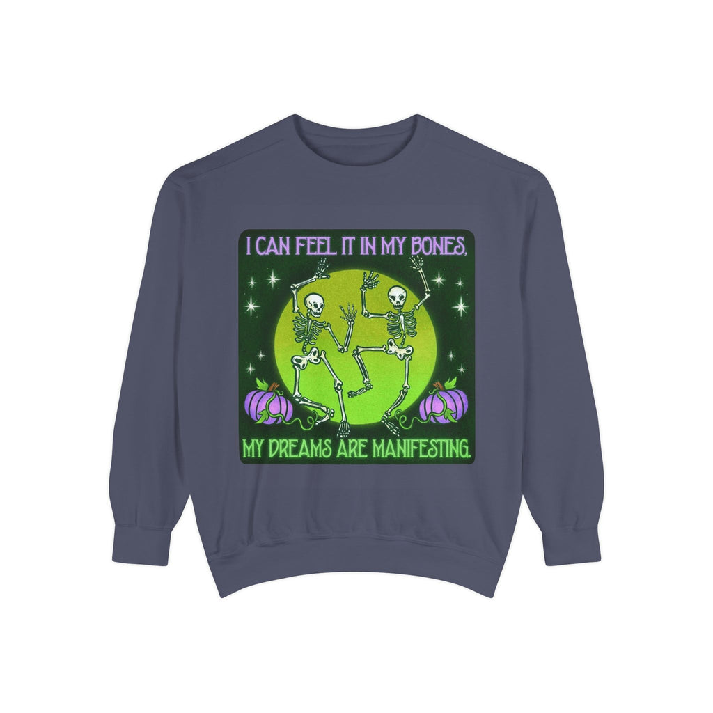 Spooky Manifesting Sweatshirt, Unisex Skeleton Pullover, Halloween Apparel, Cozy Fall Fashion, Casual Trendy Top, Unique Gift - Metamorphosis Creations