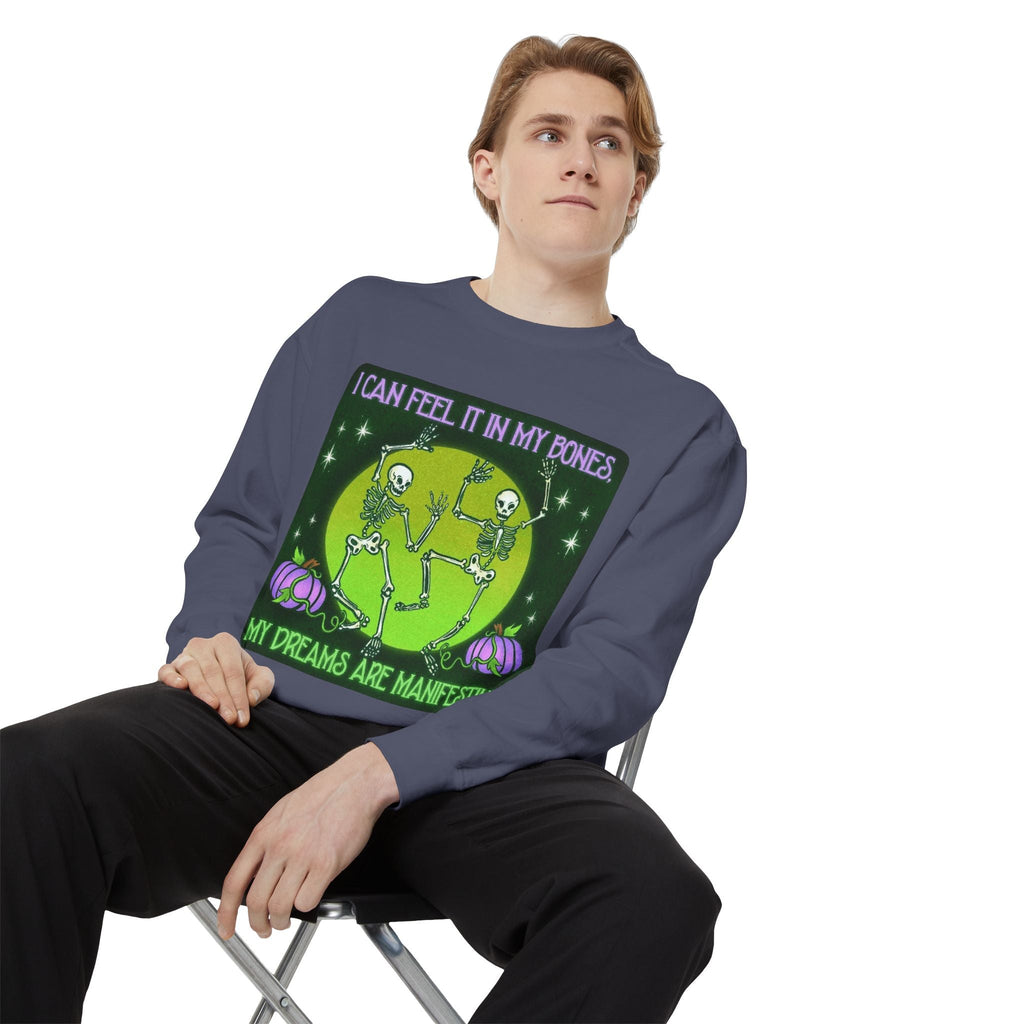 Spooky Manifesting Sweatshirt, Unisex Skeleton Pullover, Halloween Apparel, Cozy Fall Fashion, Casual Trendy Top, Unique Gift - Metamorphosis Creations