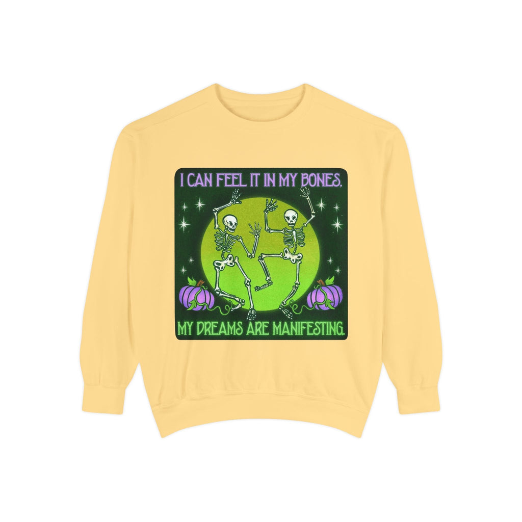 Spooky Manifesting Sweatshirt, Unisex Skeleton Pullover, Halloween Apparel, Cozy Fall Fashion, Casual Trendy Top, Unique Gift - Metamorphosis Creations