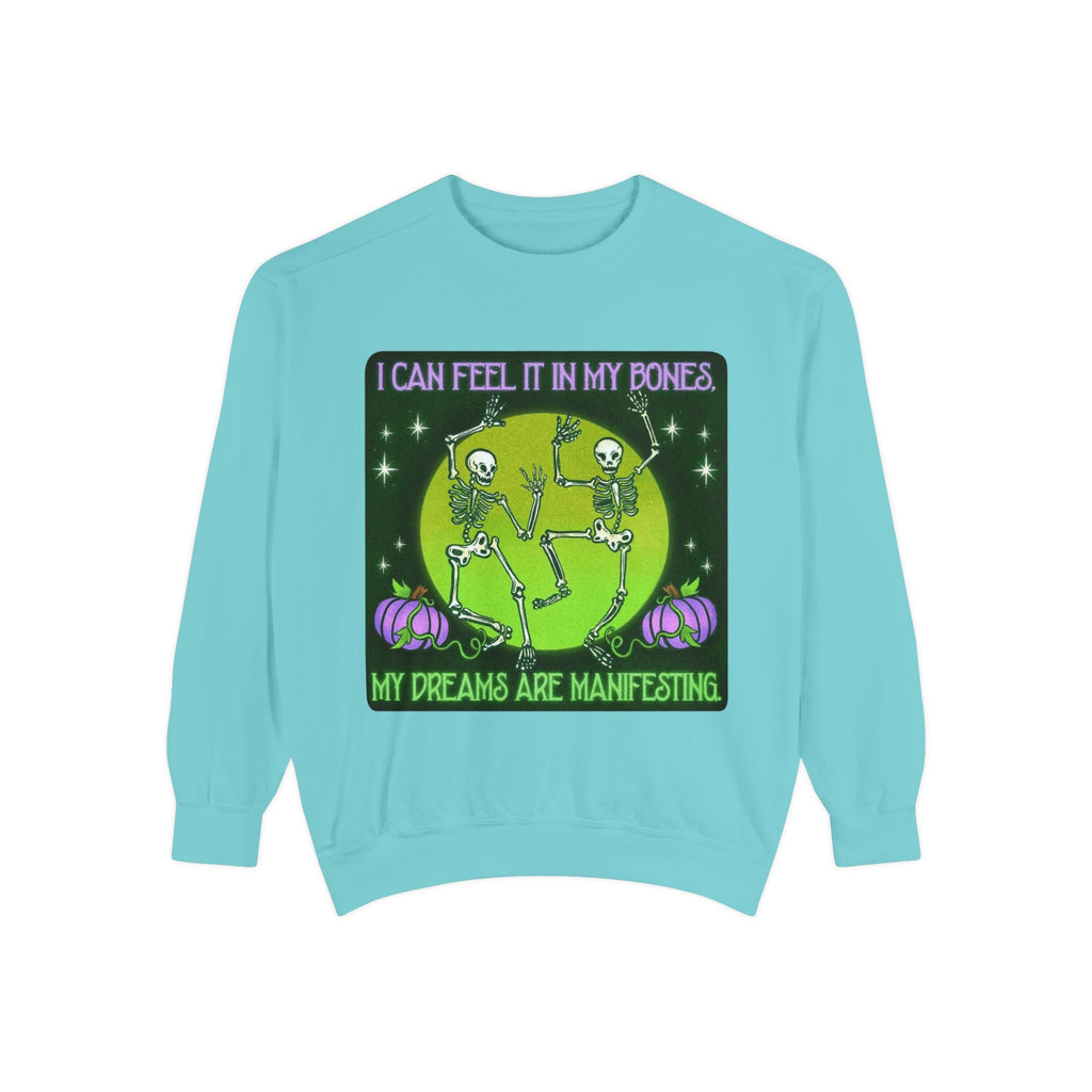 Spooky Manifesting Sweatshirt, Unisex Skeleton Pullover, Halloween Apparel, Cozy Fall Fashion, Casual Trendy Top, Unique Gift - Metamorphosis Creations