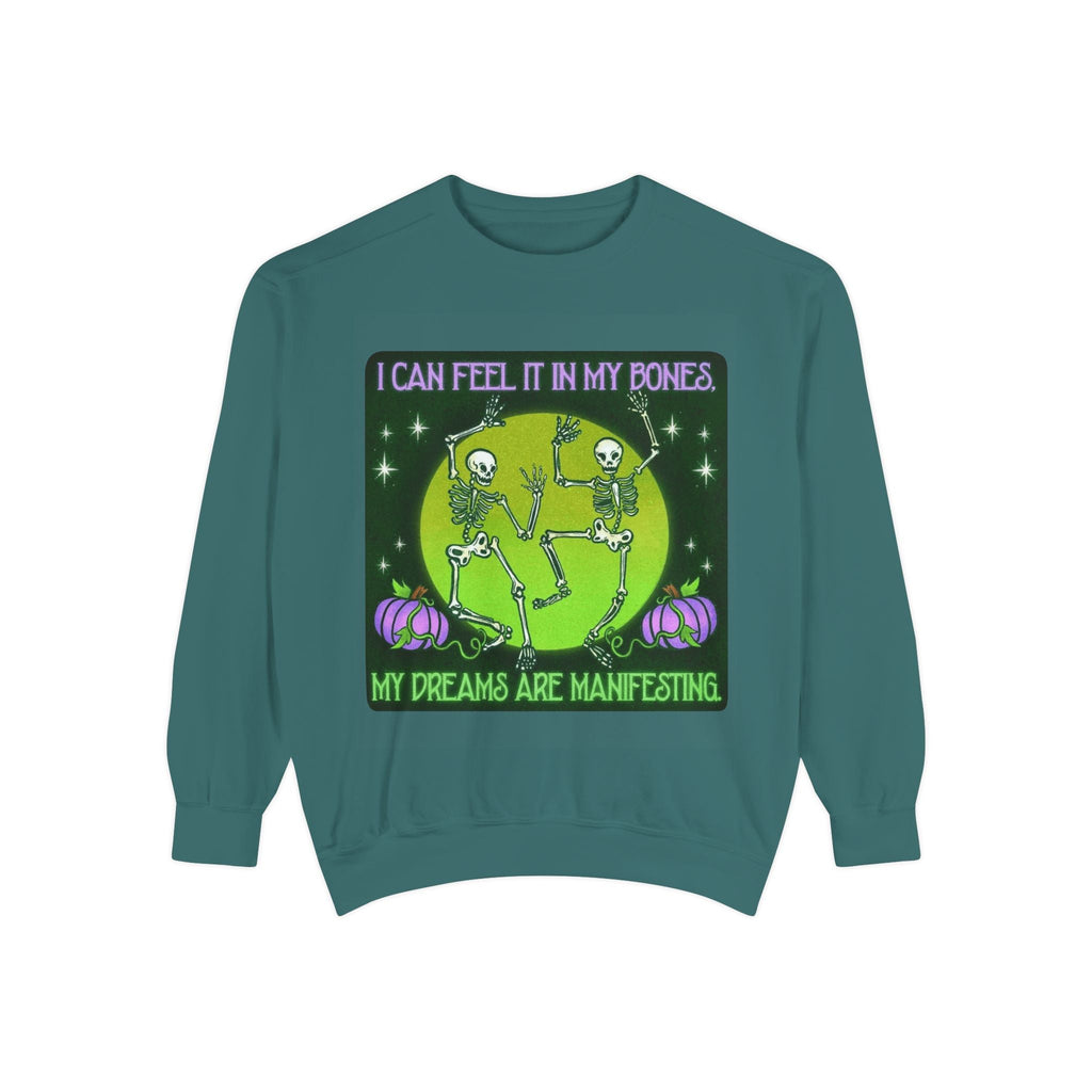 Spooky Manifesting Sweatshirt, Unisex Skeleton Pullover, Halloween Apparel, Cozy Fall Fashion, Casual Trendy Top, Unique Gift - Metamorphosis Creations