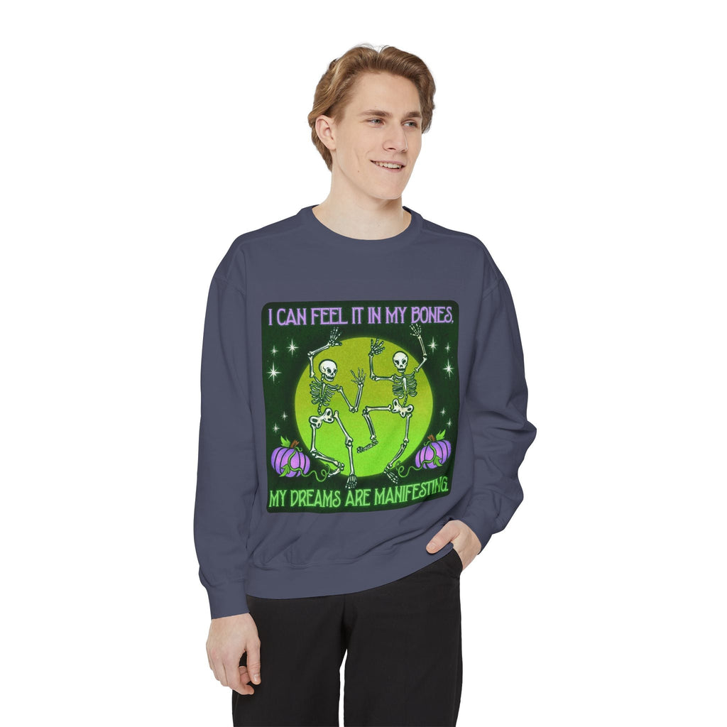 Spooky Manifesting Sweatshirt, Unisex Skeleton Pullover, Halloween Apparel, Cozy Fall Fashion, Casual Trendy Top, Unique Gift - Metamorphosis Creations