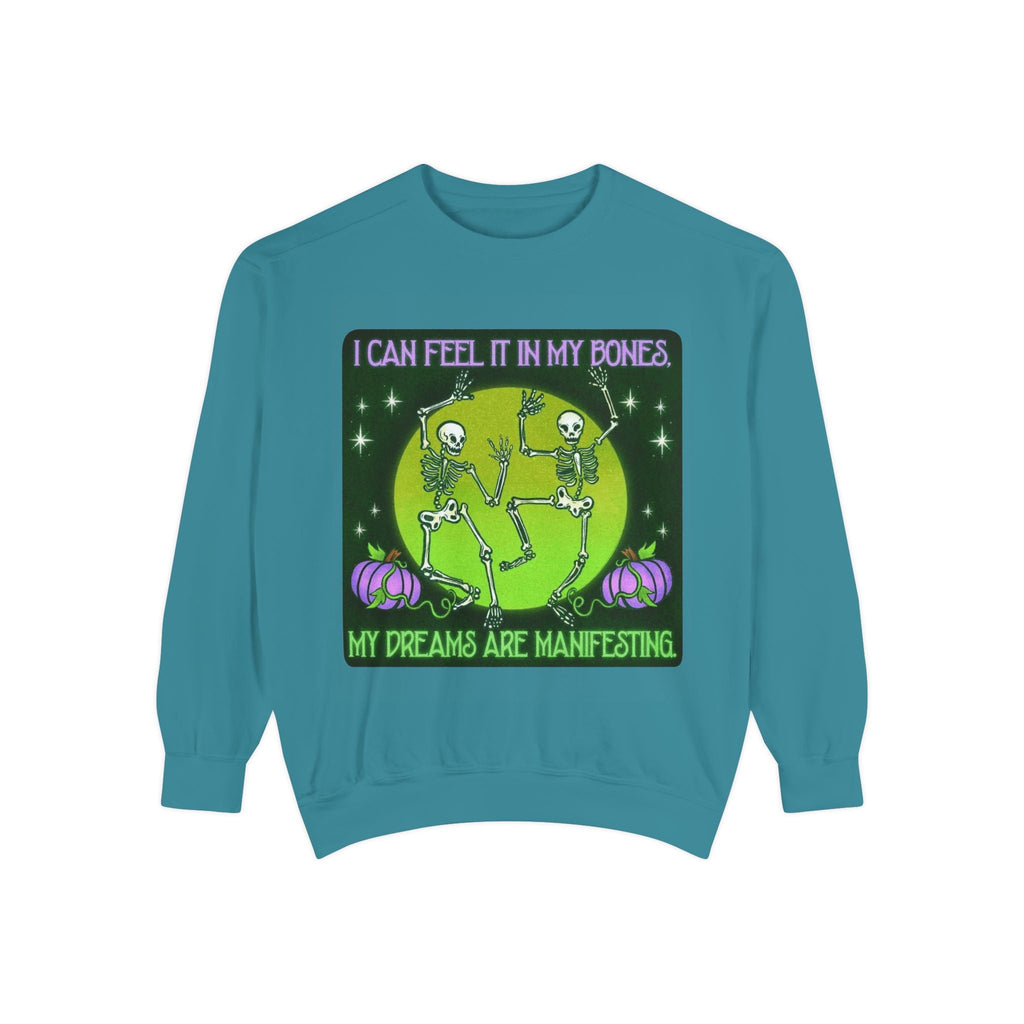 Spooky Manifesting Sweatshirt, Unisex Skeleton Pullover, Halloween Apparel, Cozy Fall Fashion, Casual Trendy Top, Unique Gift - Metamorphosis Creations