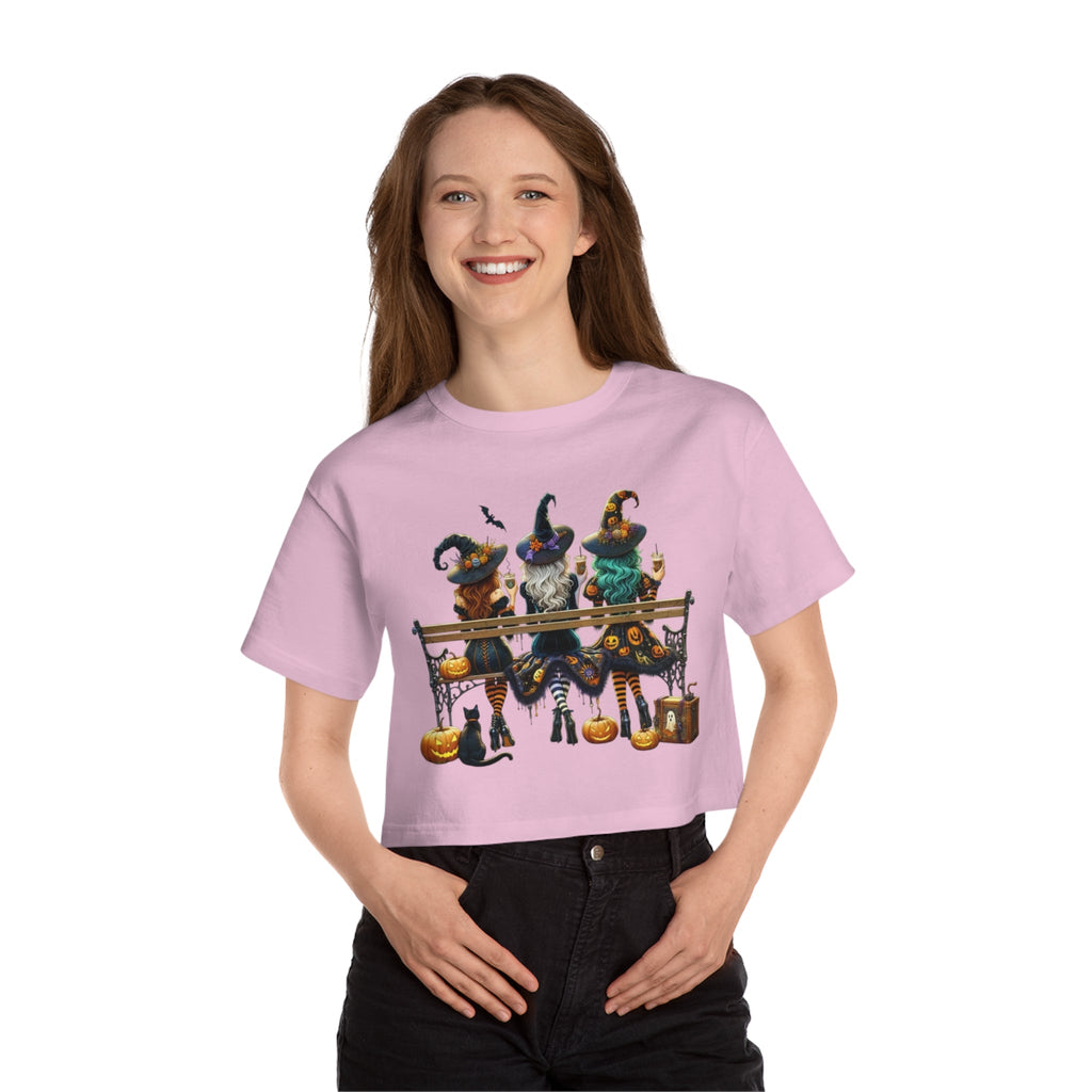 Spooky & Stylish Halloween Cropped Halloween T-Shirt for Women, Festive Witch Design, Casual Halloween Wear, Spooky Season Top, Perfect for Halloween Parties - Metamorphosis Creations