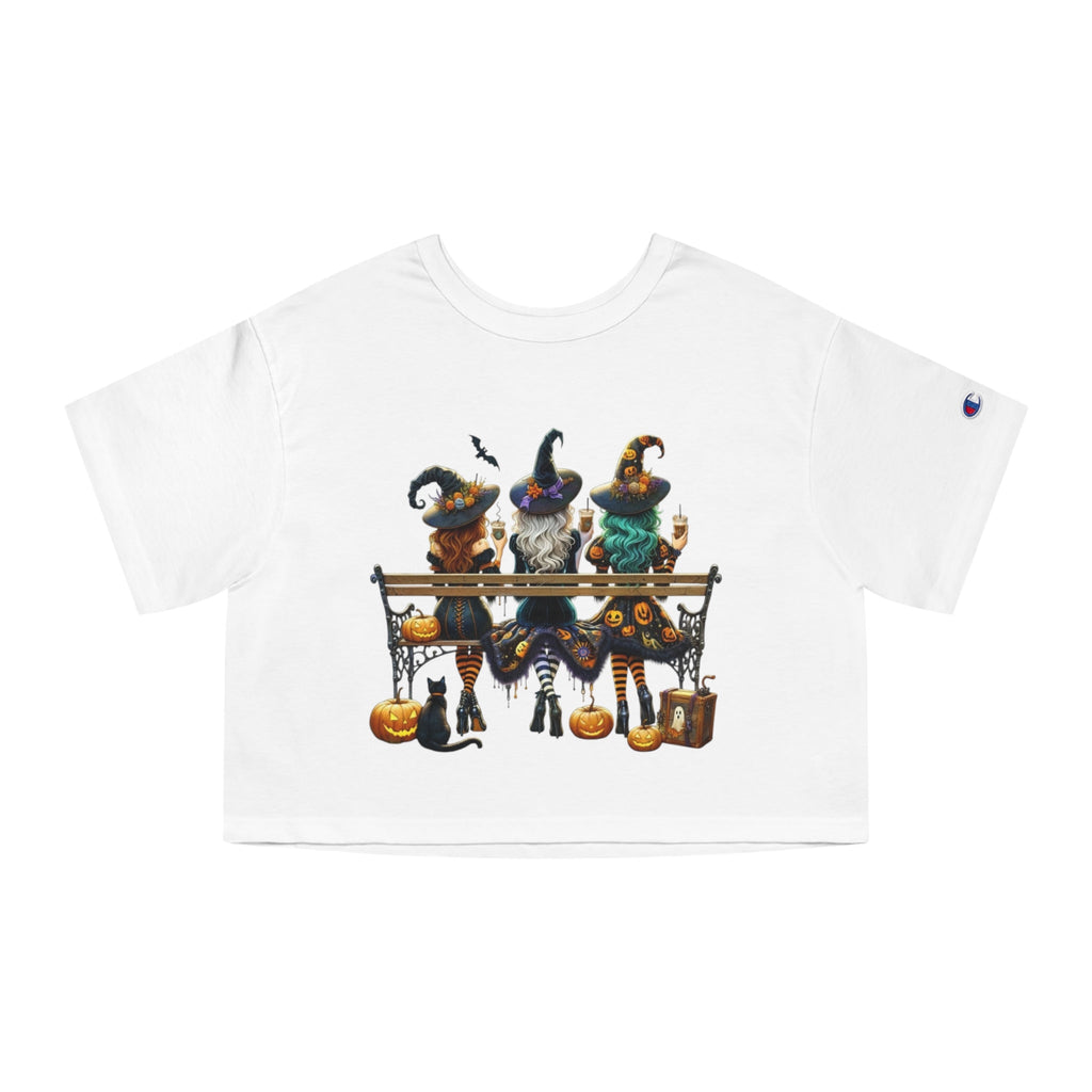 Spooky & Stylish Halloween Cropped Halloween T-Shirt for Women, Festive Witch Design, Casual Halloween Wear, Spooky Season Top, Perfect for Halloween Parties - Metamorphosis Creations