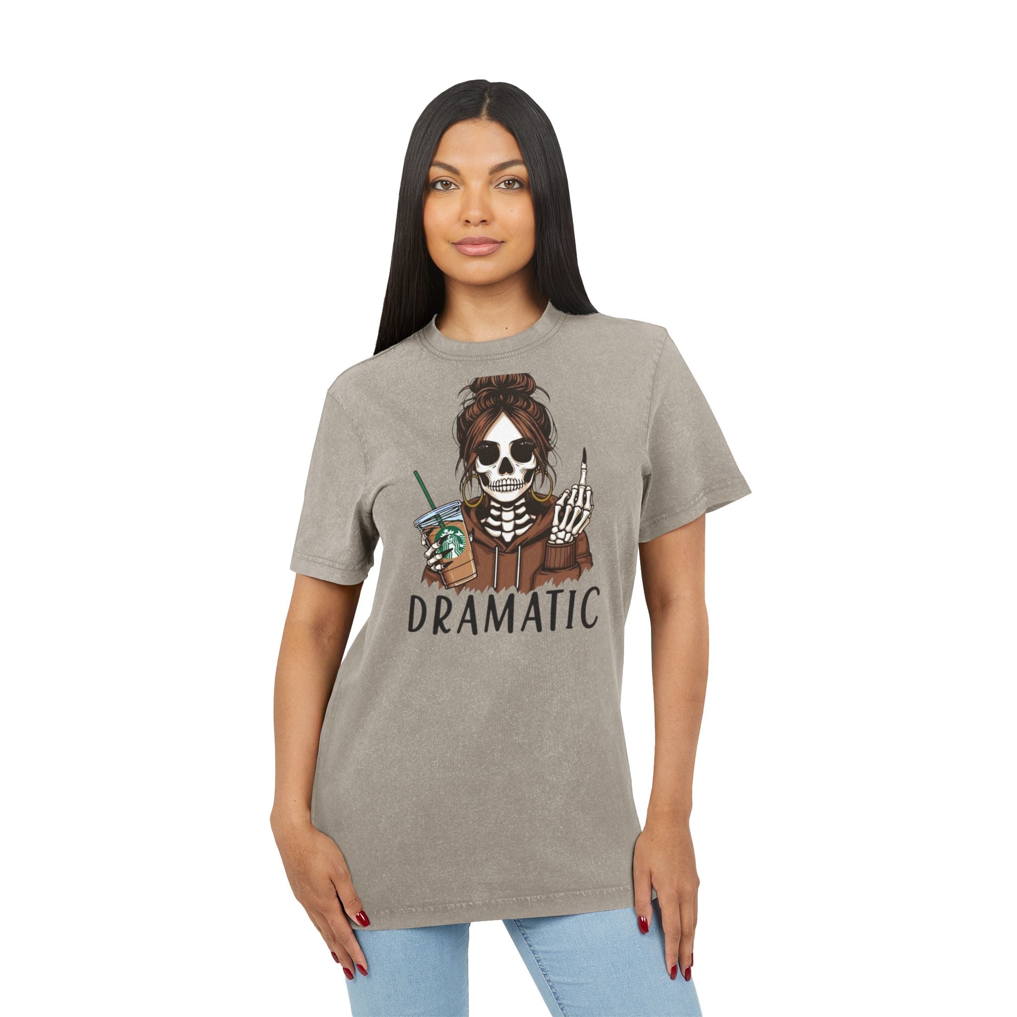Spooky & Stylish Halloween T-Shirt – Limited Edition Dramatic Skeleton Acid Washed Tee, Vintage Graphic Shirt, Skull T-Shirt for Halloween, Boho Style Top, Casual Wear for Every Day - Metamorphosis Creations
