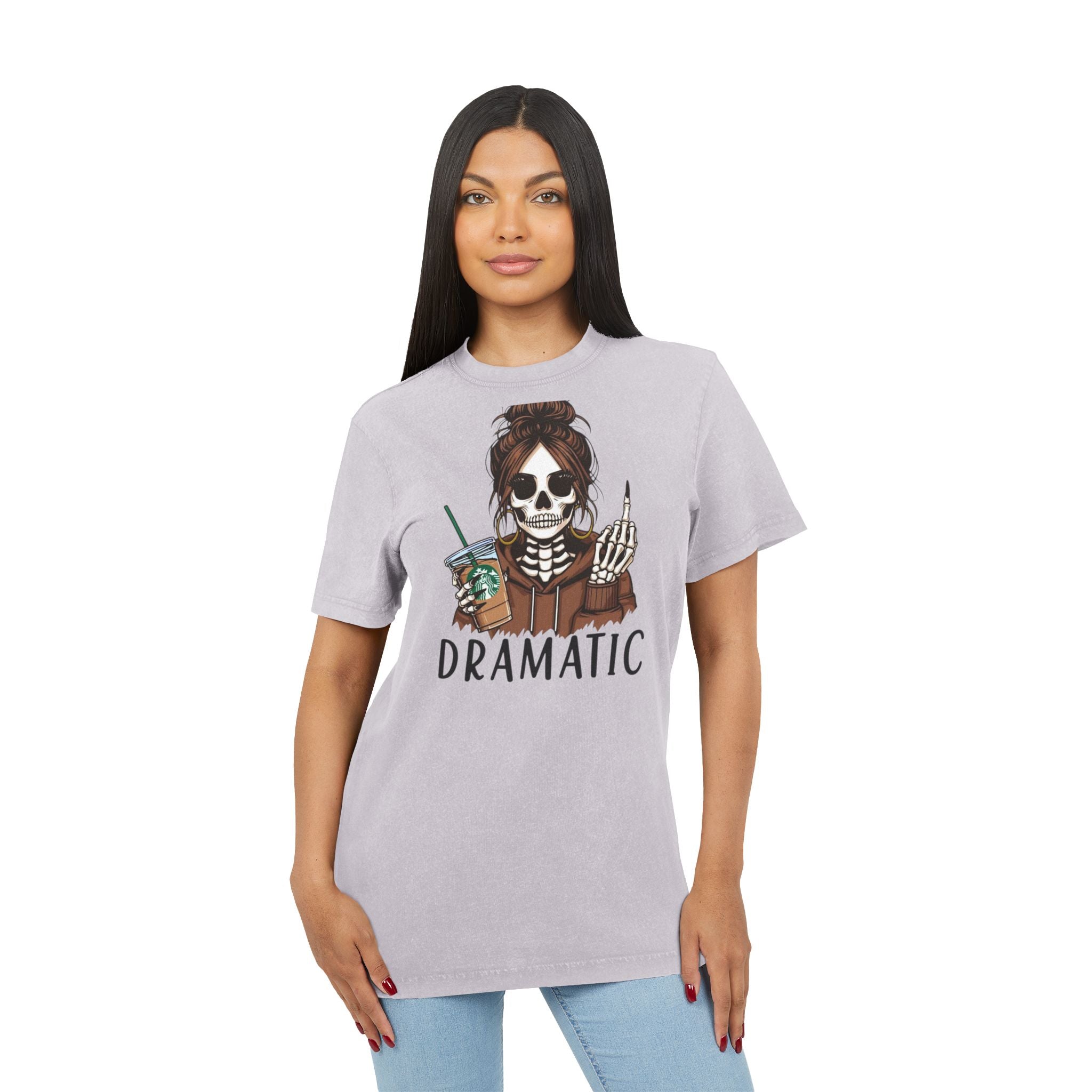 Spooky & Stylish Halloween T-Shirt – Limited Edition Dramatic Skeleton Acid Washed Tee, Vintage Graphic Shirt, Skull T-Shirt for Halloween, Boho Style Top, Casual Wear for Every Day - Metamorphosis Creations