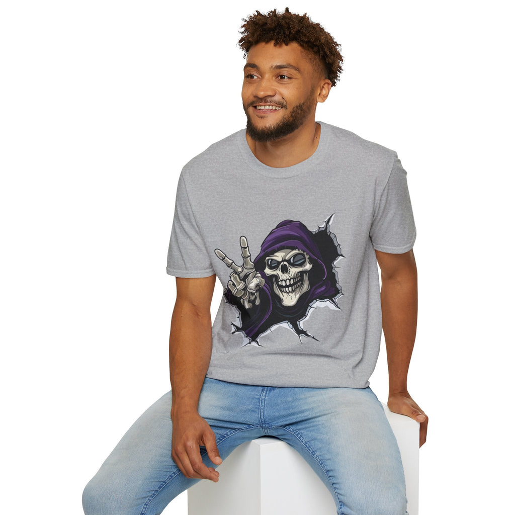 Spooky & Stylish Halloween T-Shirt – Limited Edition Rebellious Skull Graphic Tee, Unisex T-Shirt for Halloween, Festival Wear, Alternative Clothing, Edgy Casual Style - Metamorphosis Creations
