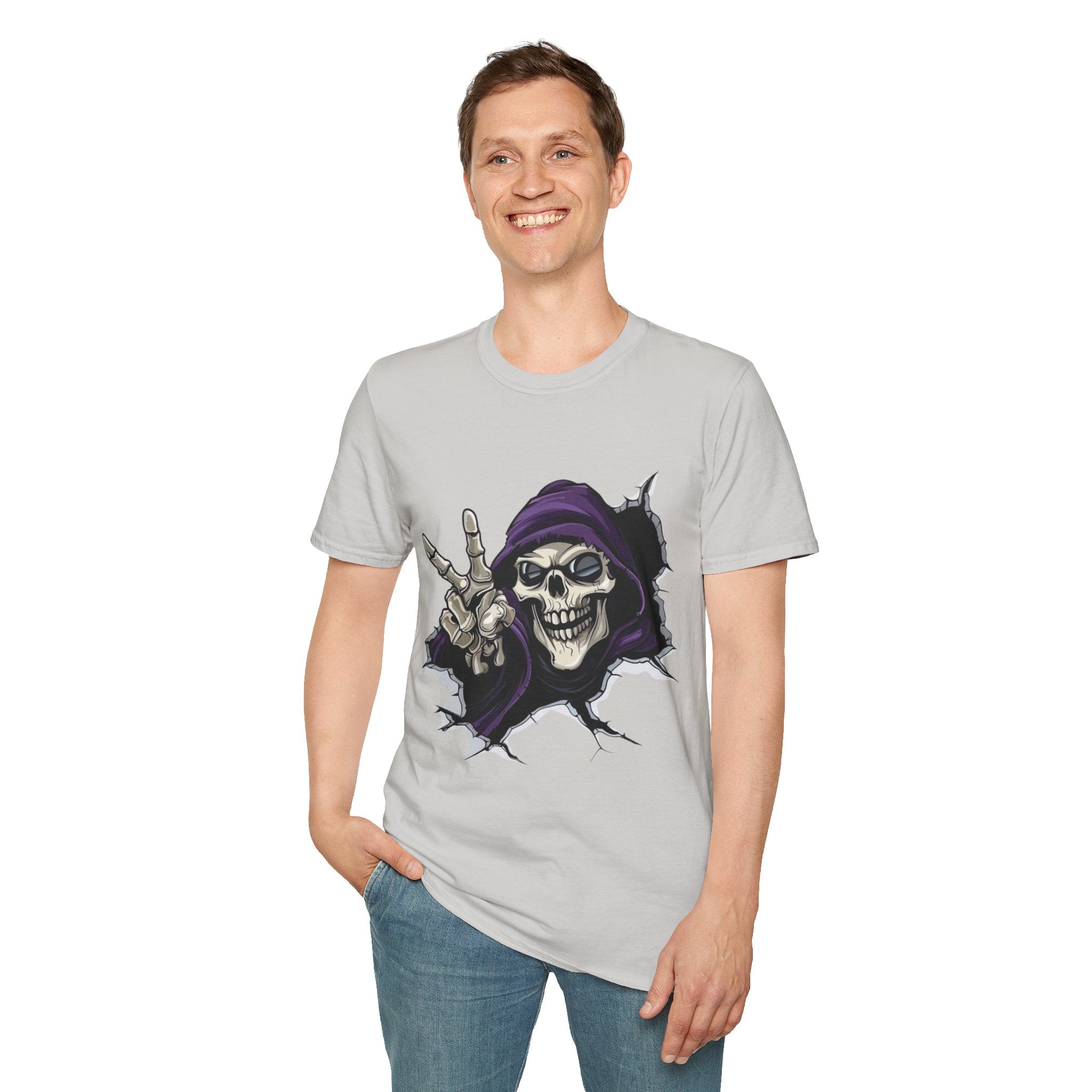 Spooky & Stylish Halloween T-Shirt – Limited Edition Rebellious Skull Graphic Tee, Unisex T-Shirt for Halloween, Festival Wear, Alternative Clothing, Edgy Casual Style - Metamorphosis Creations