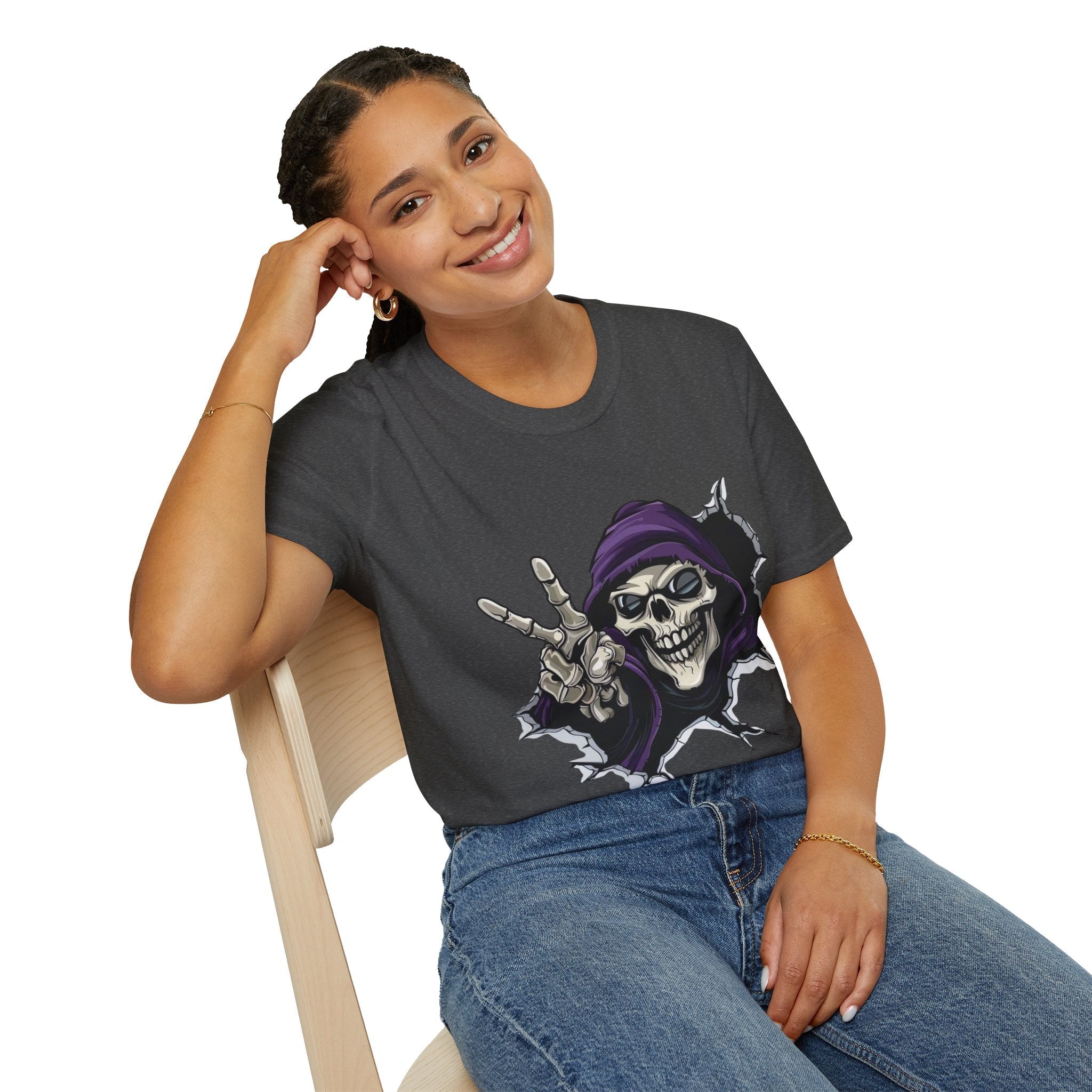 Spooky & Stylish Halloween T-Shirt – Limited Edition Rebellious Skull Graphic Tee, Unisex T-Shirt for Halloween, Festival Wear, Alternative Clothing, Edgy Casual Style - Metamorphosis Creations