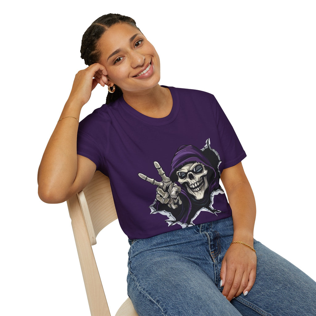 Spooky & Stylish Halloween T-Shirt – Limited Edition Rebellious Skull Graphic Tee, Unisex T-Shirt for Halloween, Festival Wear, Alternative Clothing, Edgy Casual Style - Metamorphosis Creations