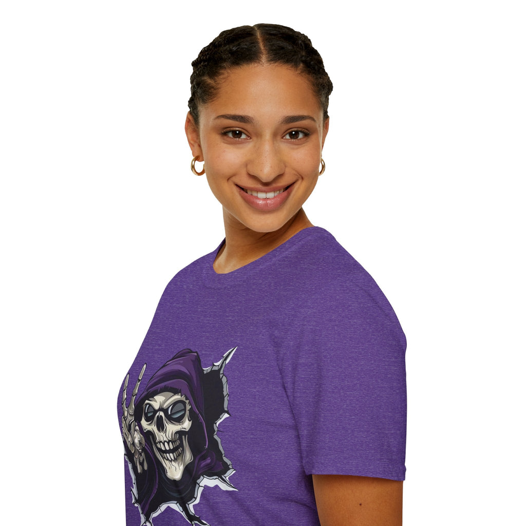 Spooky & Stylish Halloween T-Shirt – Limited Edition Rebellious Skull Graphic Tee, Unisex T-Shirt for Halloween, Festival Wear, Alternative Clothing, Edgy Casual Style - Metamorphosis Creations