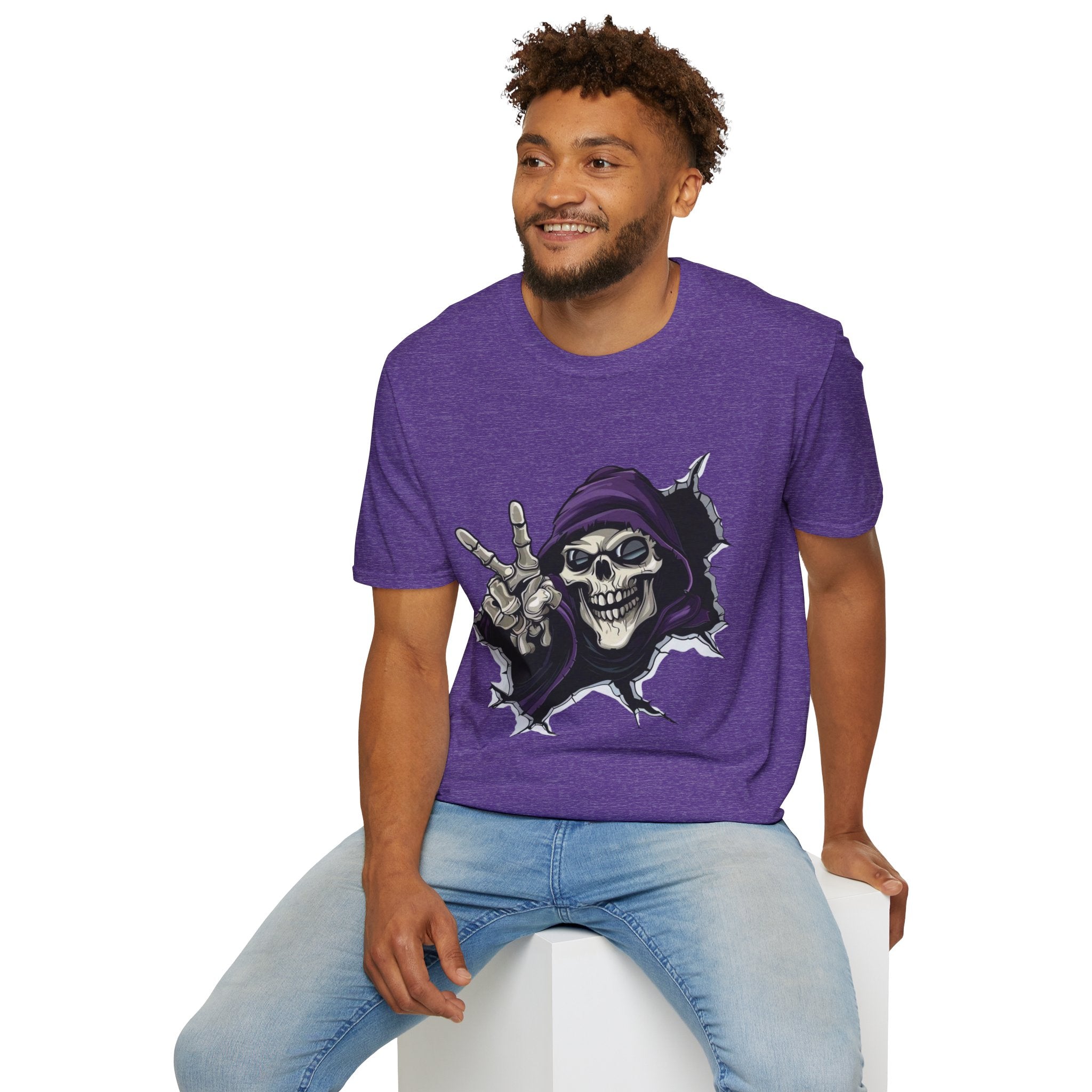Spooky & Stylish Halloween T-Shirt – Limited Edition Rebellious Skull Graphic Tee, Unisex T-Shirt for Halloween, Festival Wear, Alternative Clothing, Edgy Casual Style - Metamorphosis Creations