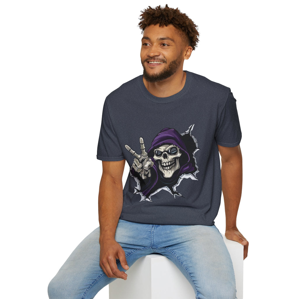 Spooky & Stylish Halloween T-Shirt – Limited Edition Rebellious Skull Graphic Tee, Unisex T-Shirt for Halloween, Festival Wear, Alternative Clothing, Edgy Casual Style - Metamorphosis Creations