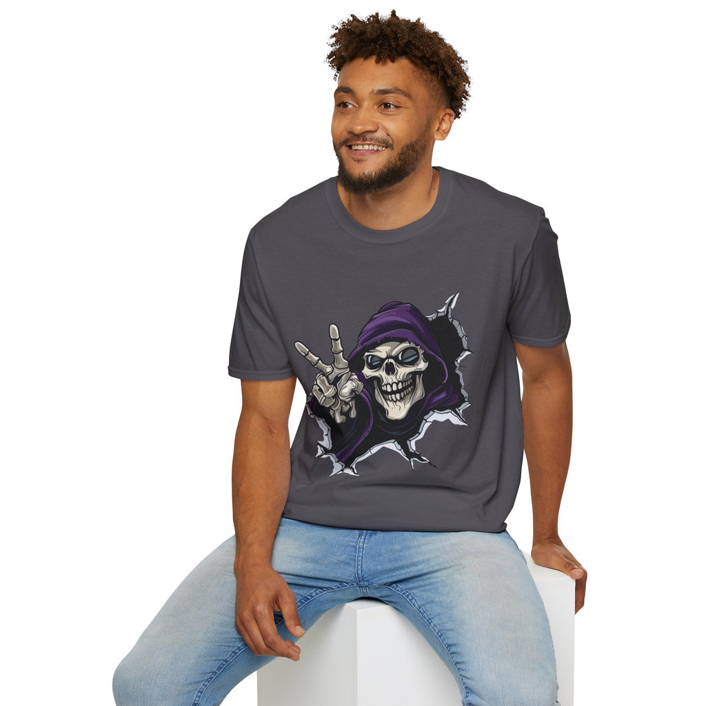Spooky & Stylish Halloween T-Shirt – Limited Edition Rebellious Skull Graphic Tee, Unisex T-Shirt for Halloween, Festival Wear, Alternative Clothing, Edgy Casual Style - Metamorphosis Creations