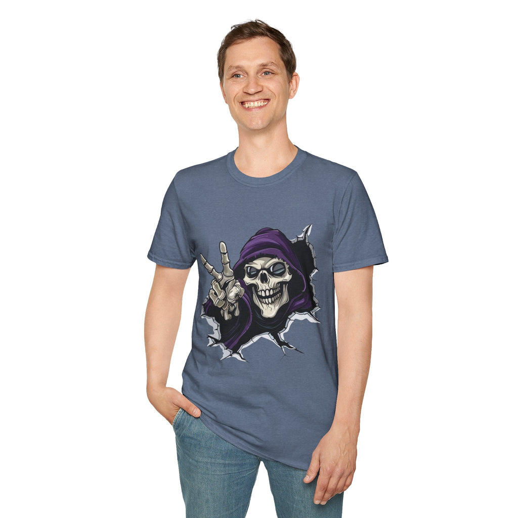 Spooky & Stylish Halloween T-Shirt – Limited Edition Rebellious Skull Graphic Tee, Unisex T-Shirt for Halloween, Festival Wear, Alternative Clothing, Edgy Casual Style - Metamorphosis Creations
