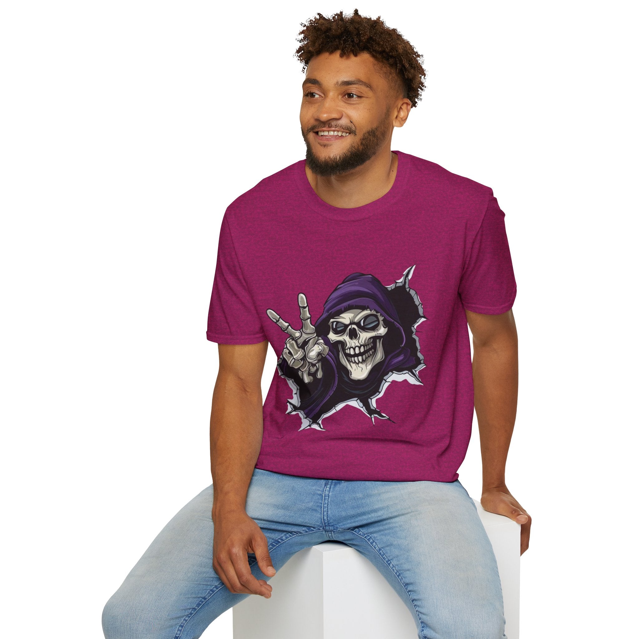 Spooky & Stylish Halloween T-Shirt – Limited Edition Rebellious Skull Graphic Tee, Unisex T-Shirt for Halloween, Festival Wear, Alternative Clothing, Edgy Casual Style - Metamorphosis Creations