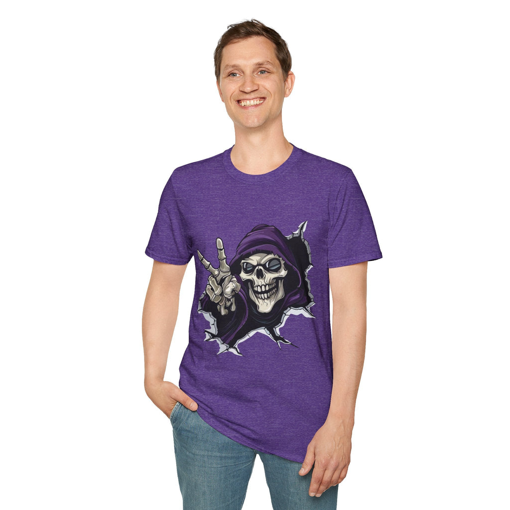 Spooky & Stylish Halloween T-Shirt – Limited Edition Rebellious Skull Graphic Tee, Unisex T-Shirt for Halloween, Festival Wear, Alternative Clothing, Edgy Casual Style - Metamorphosis Creations