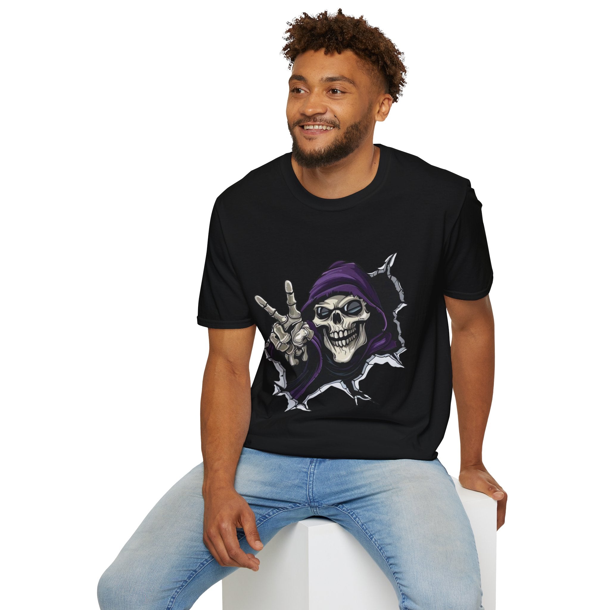 Spooky & Stylish Halloween T-Shirt – Limited Edition Rebellious Skull Graphic Tee, Unisex T-Shirt for Halloween, Festival Wear, Alternative Clothing, Edgy Casual Style - Metamorphosis Creations