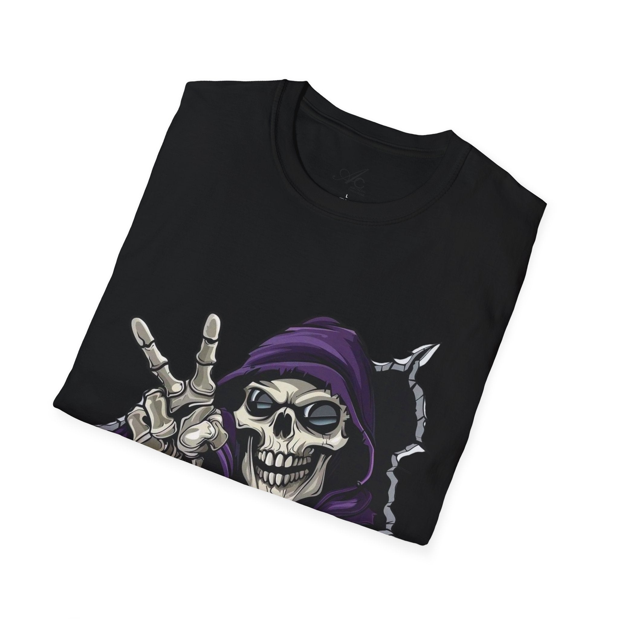 Spooky & Stylish Halloween T-Shirt – Limited Edition Rebellious Skull Graphic Tee, Unisex T-Shirt for Halloween, Festival Wear, Alternative Clothing, Edgy Casual Style - Metamorphosis Creations