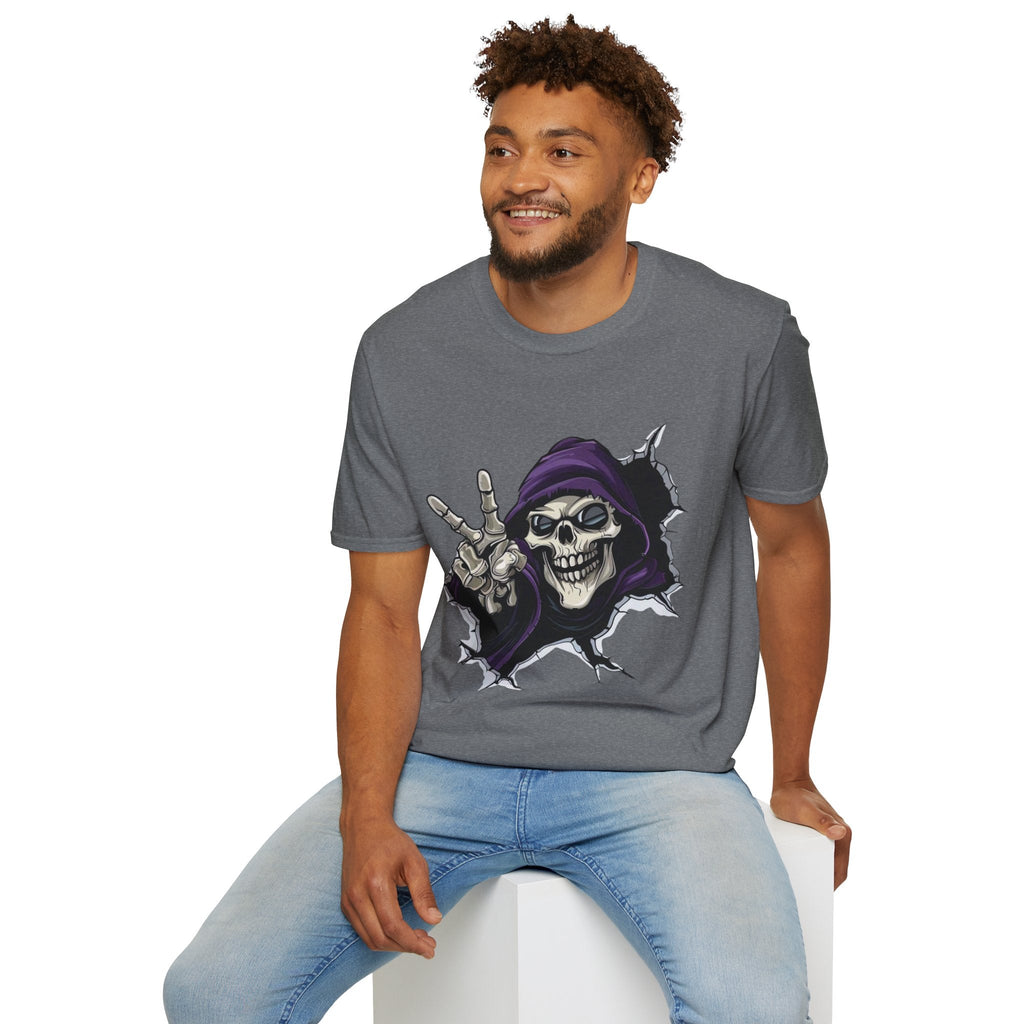 Spooky & Stylish Halloween T-Shirt – Limited Edition Rebellious Skull Graphic Tee, Unisex T-Shirt for Halloween, Festival Wear, Alternative Clothing, Edgy Casual Style - Metamorphosis Creations
