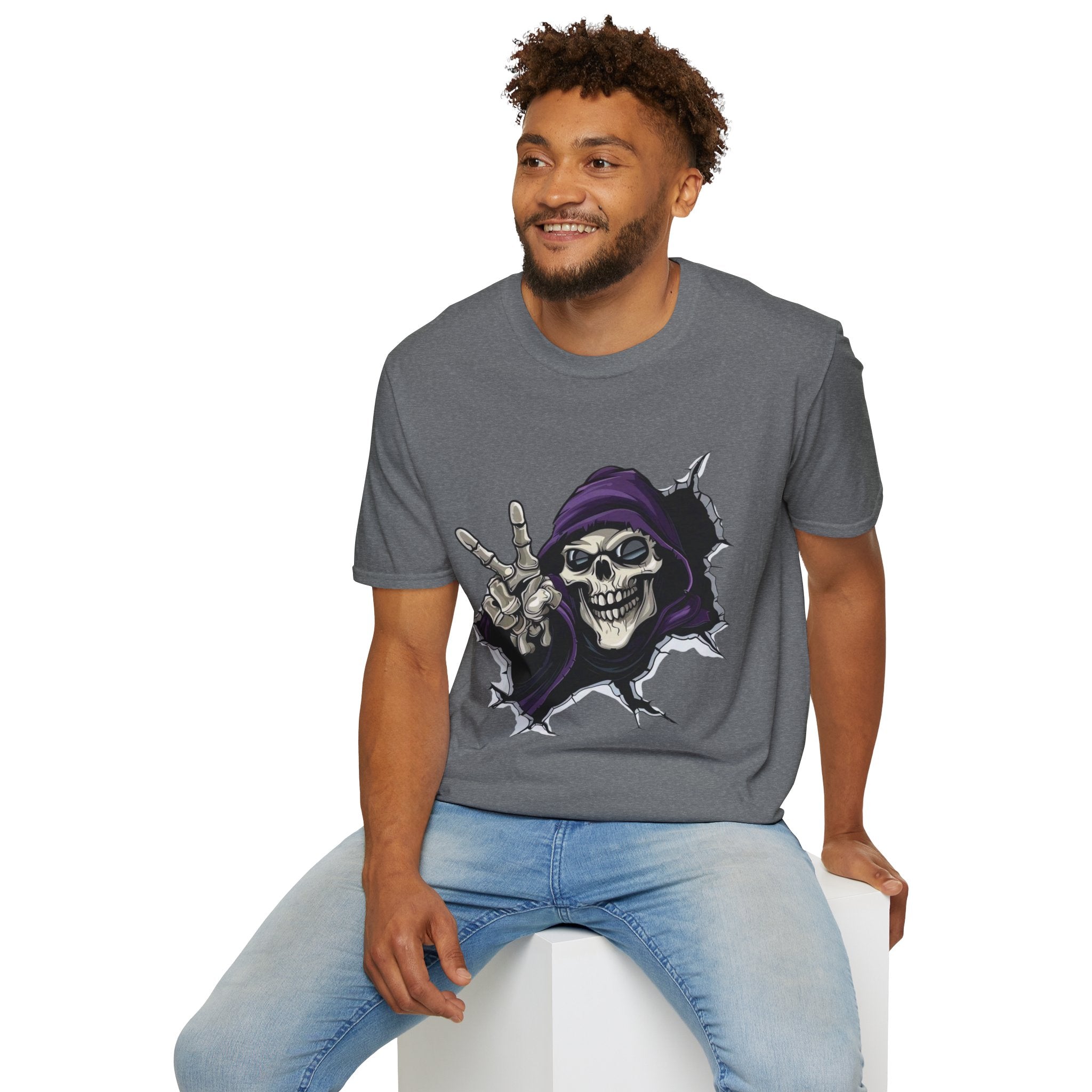 Spooky & Stylish Halloween T-Shirt – Limited Edition Rebellious Skull Graphic Tee, Unisex T-Shirt for Halloween, Festival Wear, Alternative Clothing, Edgy Casual Style - Metamorphosis Creations