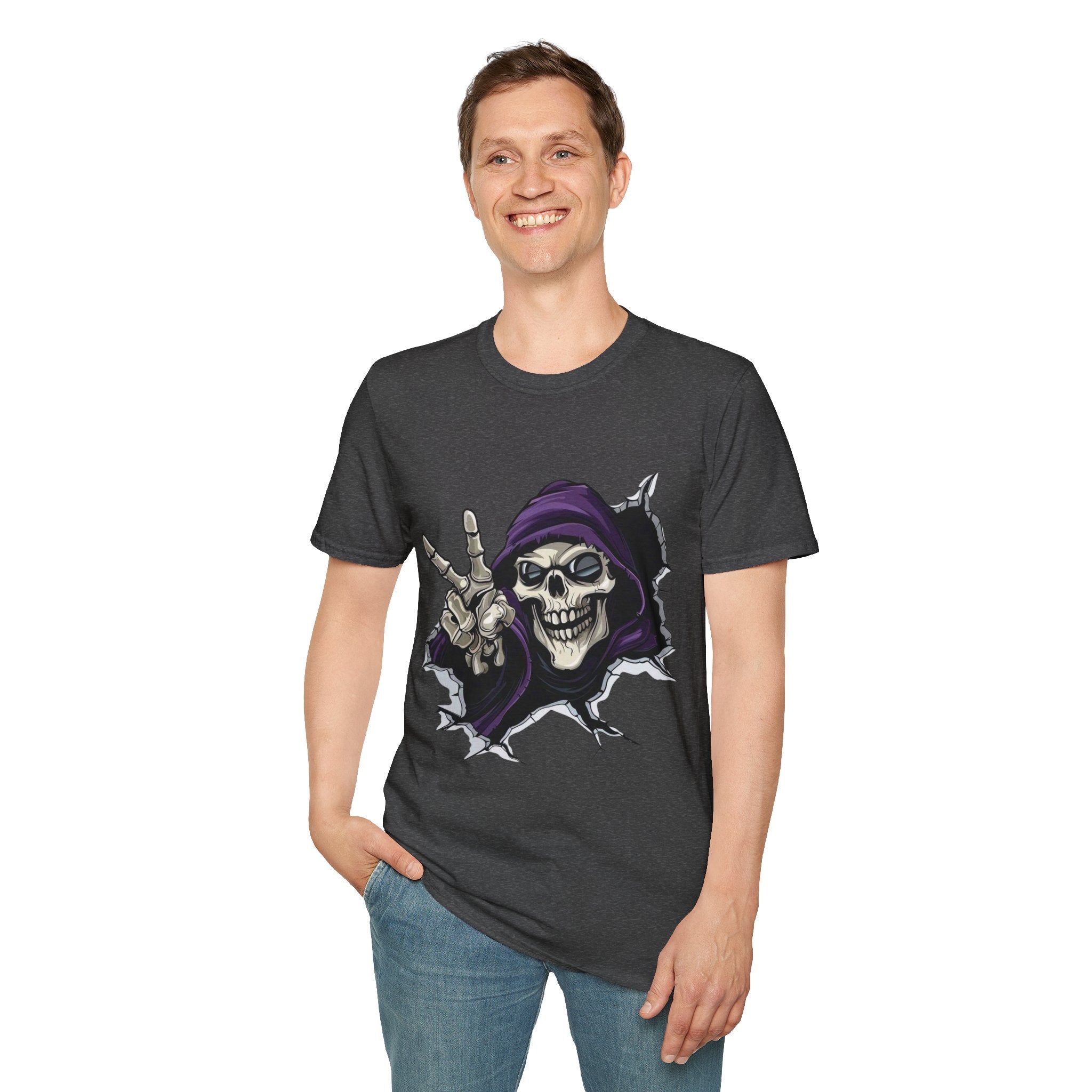 Spooky & Stylish Halloween T-Shirt – Limited Edition Rebellious Skull Graphic Tee, Unisex T-Shirt for Halloween, Festival Wear, Alternative Clothing, Edgy Casual Style - Metamorphosis Creations