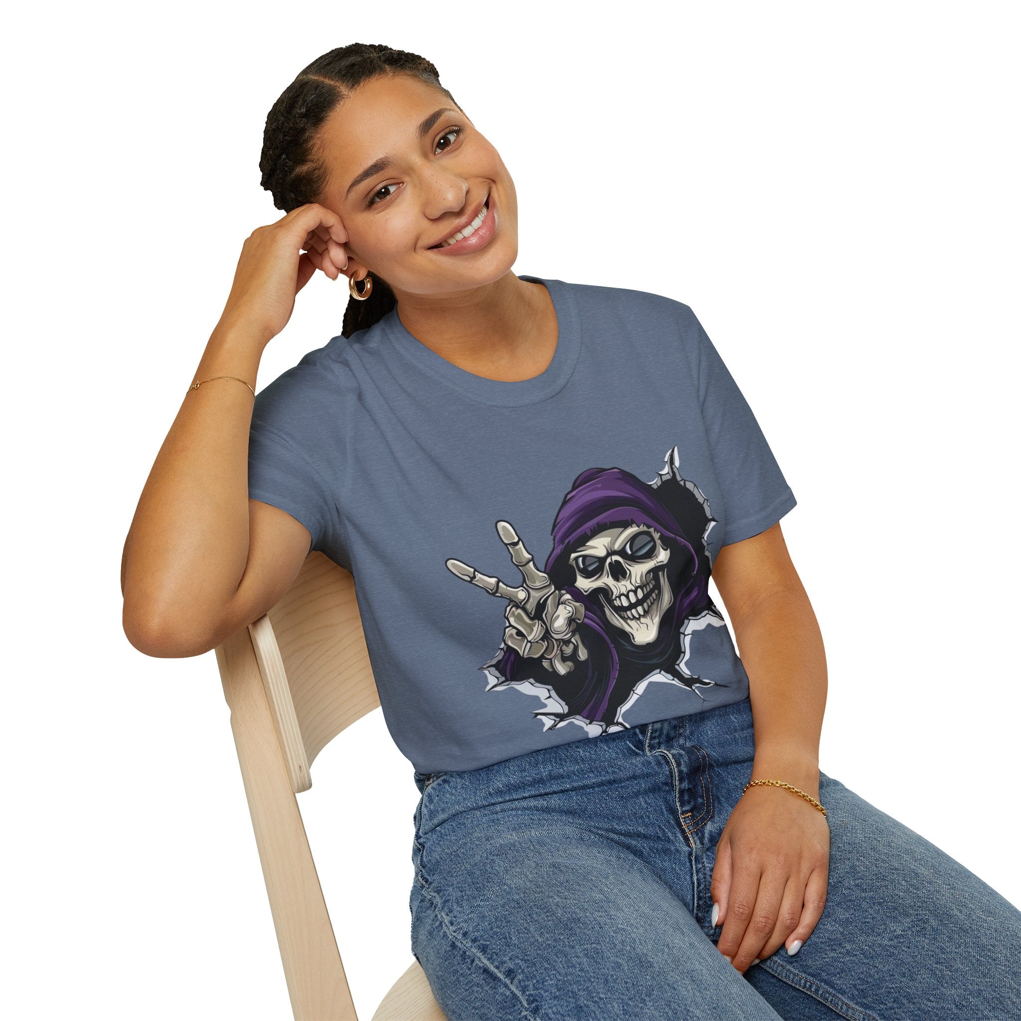 Spooky & Stylish Halloween T-Shirt – Limited Edition Rebellious Skull Graphic Tee, Unisex T-Shirt for Halloween, Festival Wear, Alternative Clothing, Edgy Casual Style - Metamorphosis Creations