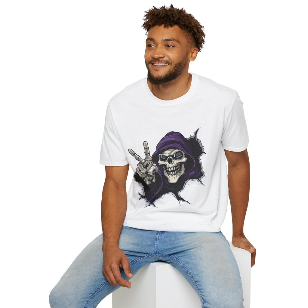 Spooky & Stylish Halloween T-Shirt – Limited Edition Rebellious Skull Graphic Tee, Unisex T-Shirt for Halloween, Festival Wear, Alternative Clothing, Edgy Casual Style - Metamorphosis Creations