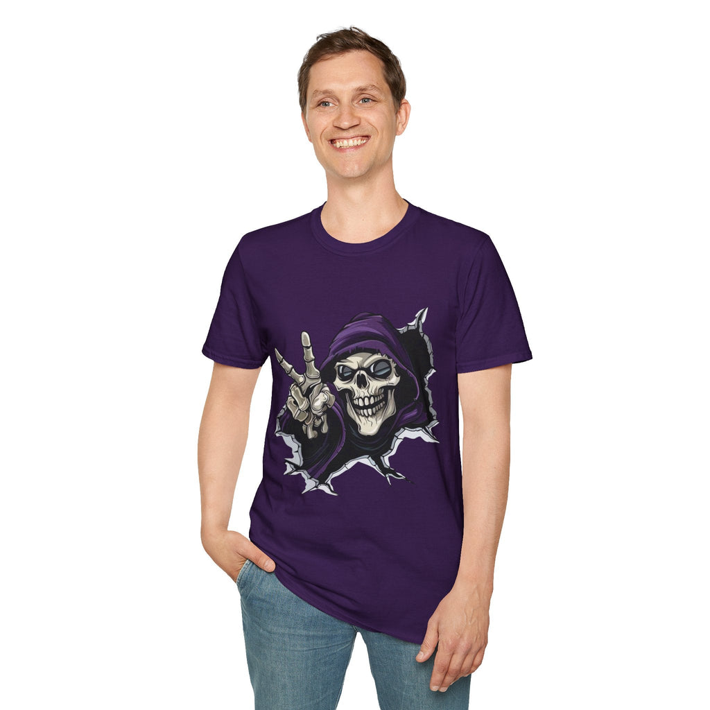 Spooky & Stylish Halloween T-Shirt – Limited Edition Rebellious Skull Graphic Tee, Unisex T-Shirt for Halloween, Festival Wear, Alternative Clothing, Edgy Casual Style - Metamorphosis Creations