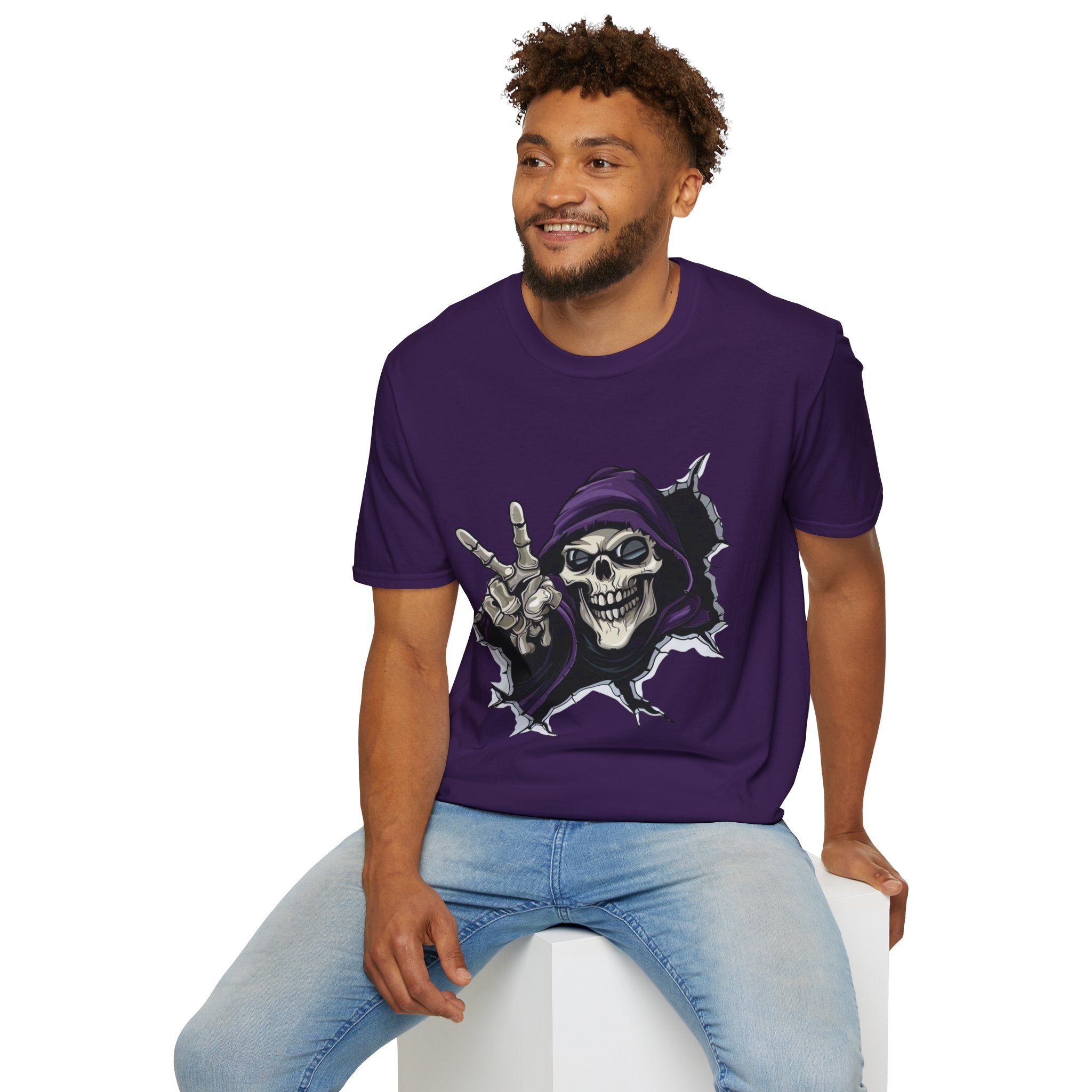 Spooky & Stylish Halloween T-Shirt – Limited Edition Rebellious Skull Graphic Tee, Unisex T-Shirt for Halloween, Festival Wear, Alternative Clothing, Edgy Casual Style - Metamorphosis Creations