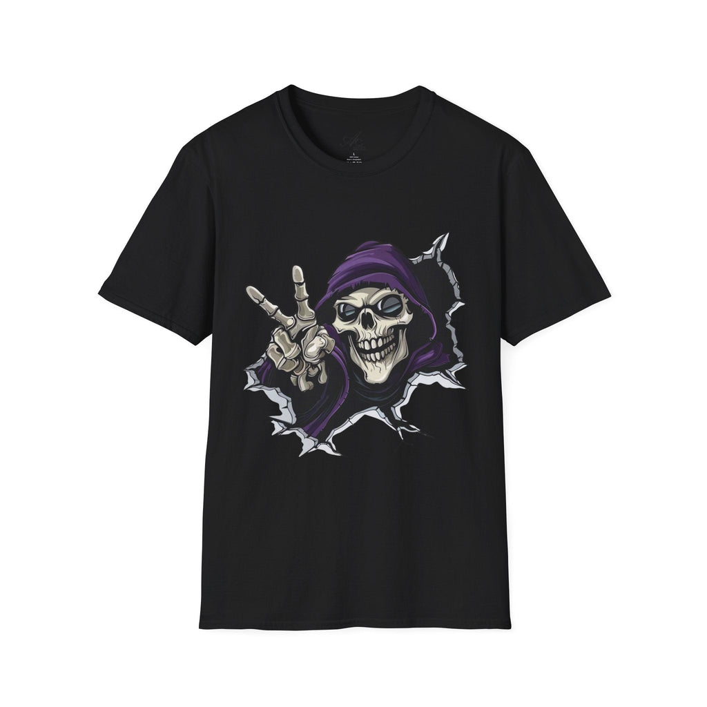 Spooky & Stylish Halloween T-Shirt – Limited Edition Rebellious Skull Graphic Tee, Unisex T-Shirt for Halloween, Festival Wear, Alternative Clothing, Edgy Casual Style - Metamorphosis Creations