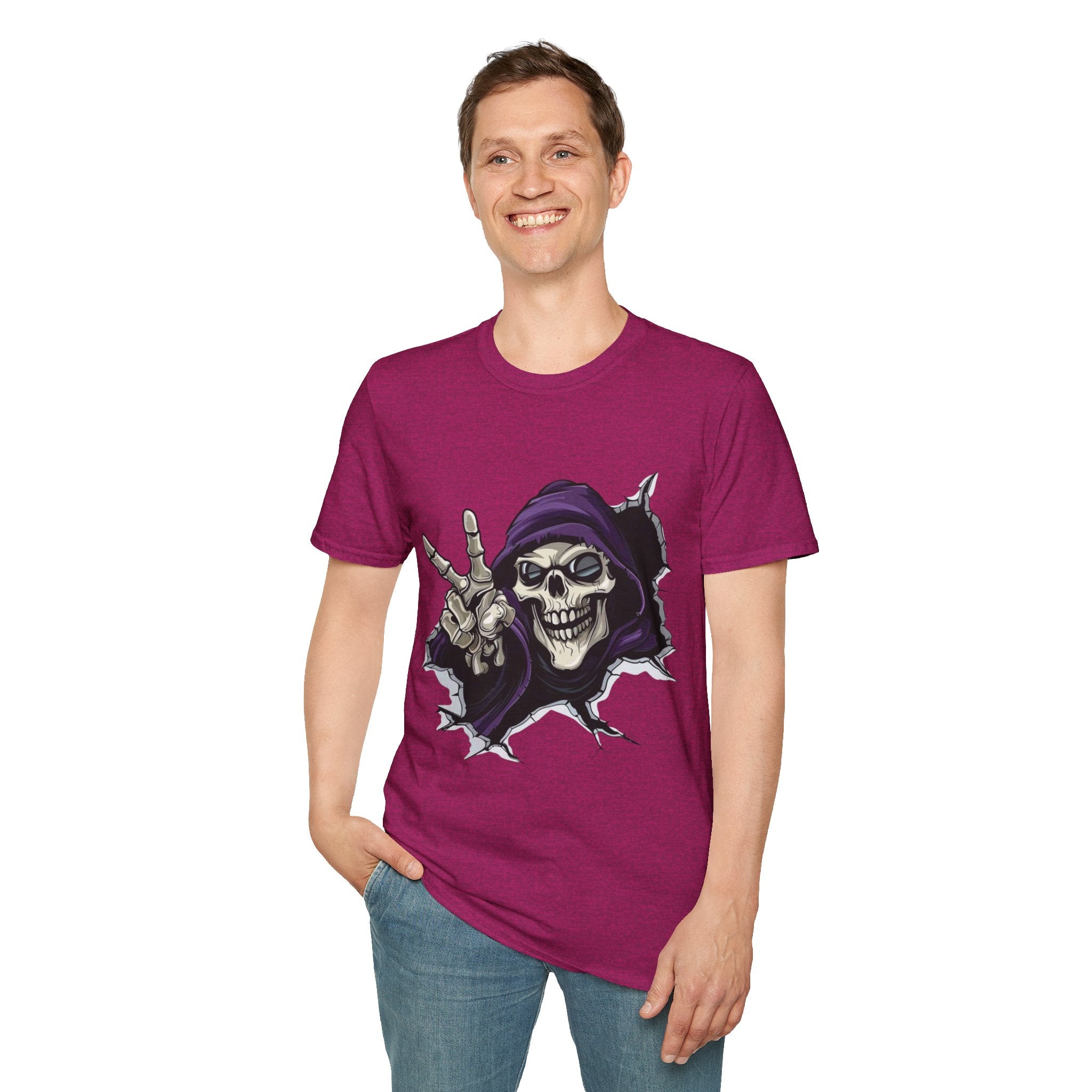 Spooky & Stylish Halloween T-Shirt – Limited Edition Rebellious Skull Graphic Tee, Unisex T-Shirt for Halloween, Festival Wear, Alternative Clothing, Edgy Casual Style - Metamorphosis Creations