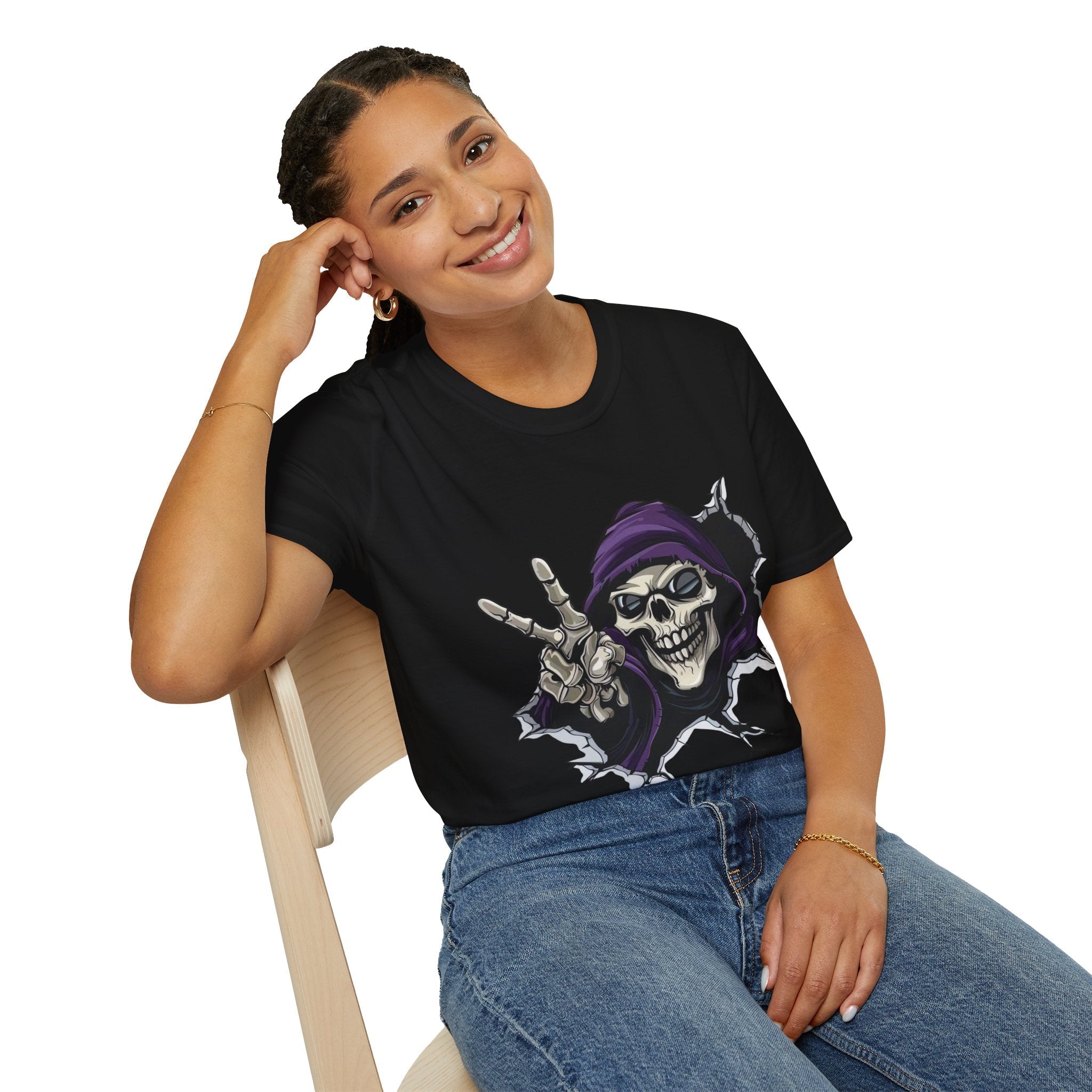 Spooky & Stylish Halloween T-Shirt – Limited Edition Rebellious Skull Graphic Tee, Unisex T-Shirt for Halloween, Festival Wear, Alternative Clothing, Edgy Casual Style - Metamorphosis Creations