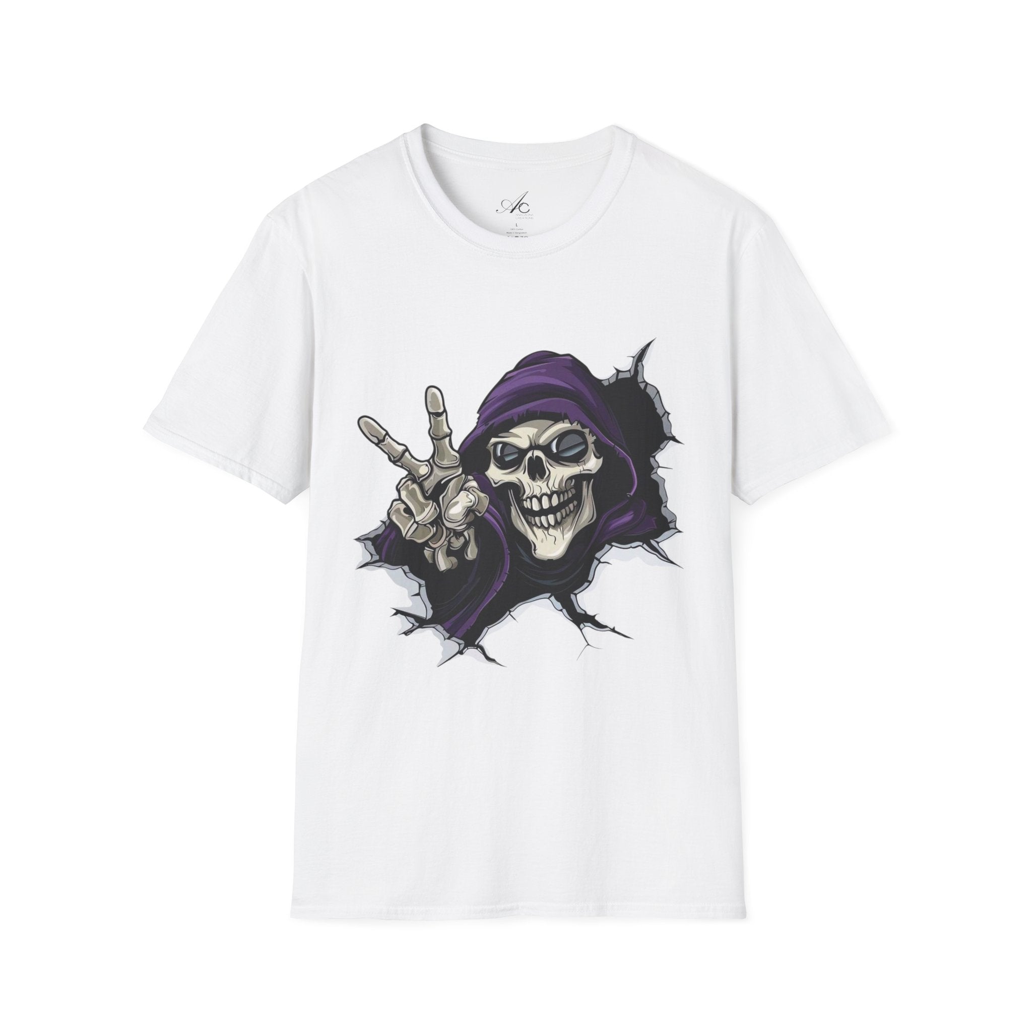 Spooky & Stylish Halloween T-Shirt – Limited Edition Rebellious Skull Graphic Tee, Unisex T-Shirt for Halloween, Festival Wear, Alternative Clothing, Edgy Casual Style - Metamorphosis Creations