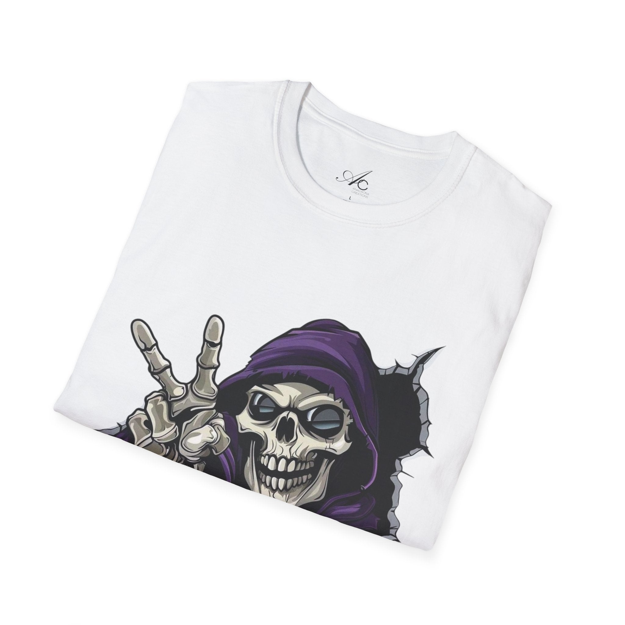 Spooky & Stylish Halloween T-Shirt – Limited Edition Rebellious Skull Graphic Tee, Unisex T-Shirt for Halloween, Festival Wear, Alternative Clothing, Edgy Casual Style - Metamorphosis Creations