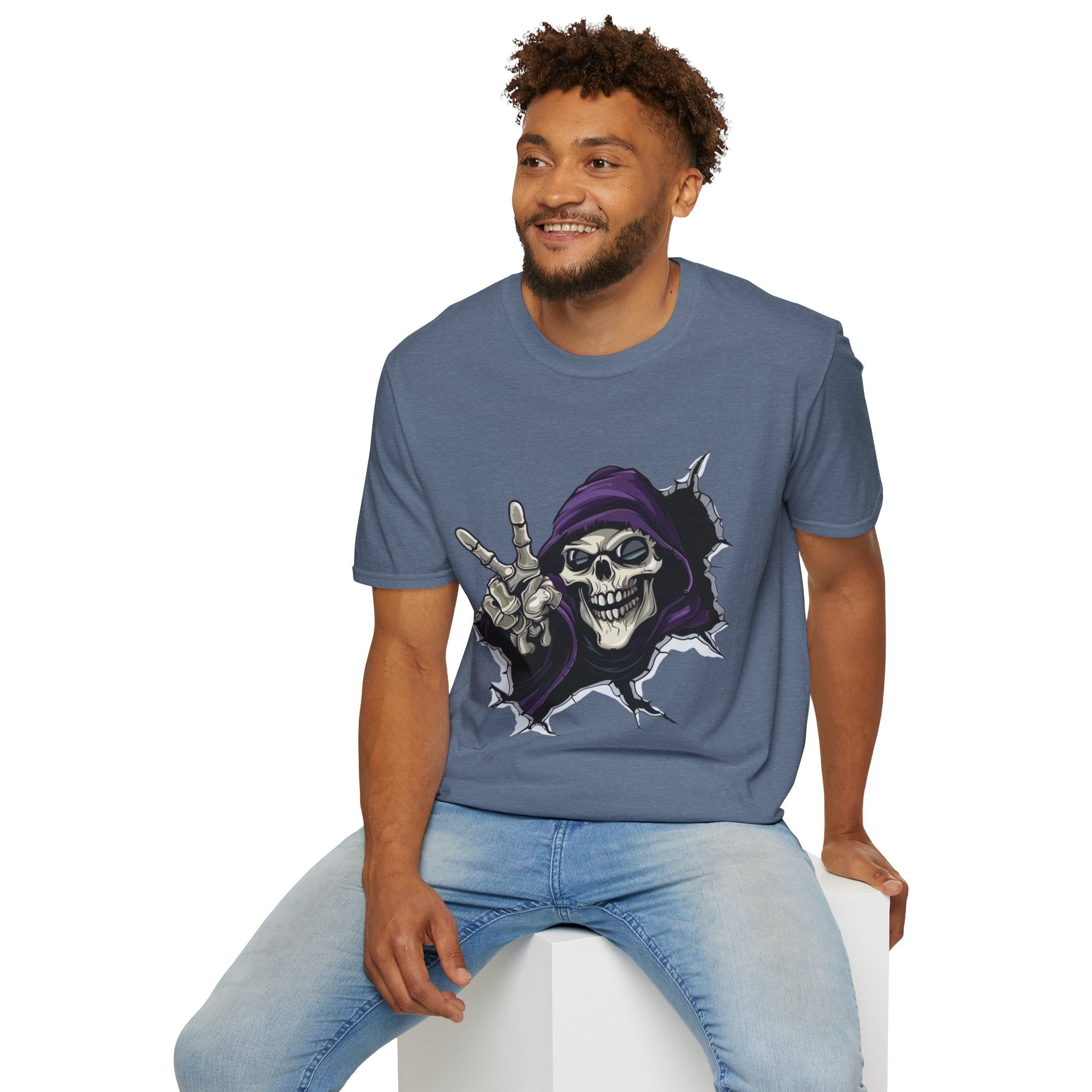 Spooky & Stylish Halloween T-Shirt – Limited Edition Rebellious Skull Graphic Tee, Unisex T-Shirt for Halloween, Festival Wear, Alternative Clothing, Edgy Casual Style - Metamorphosis Creations